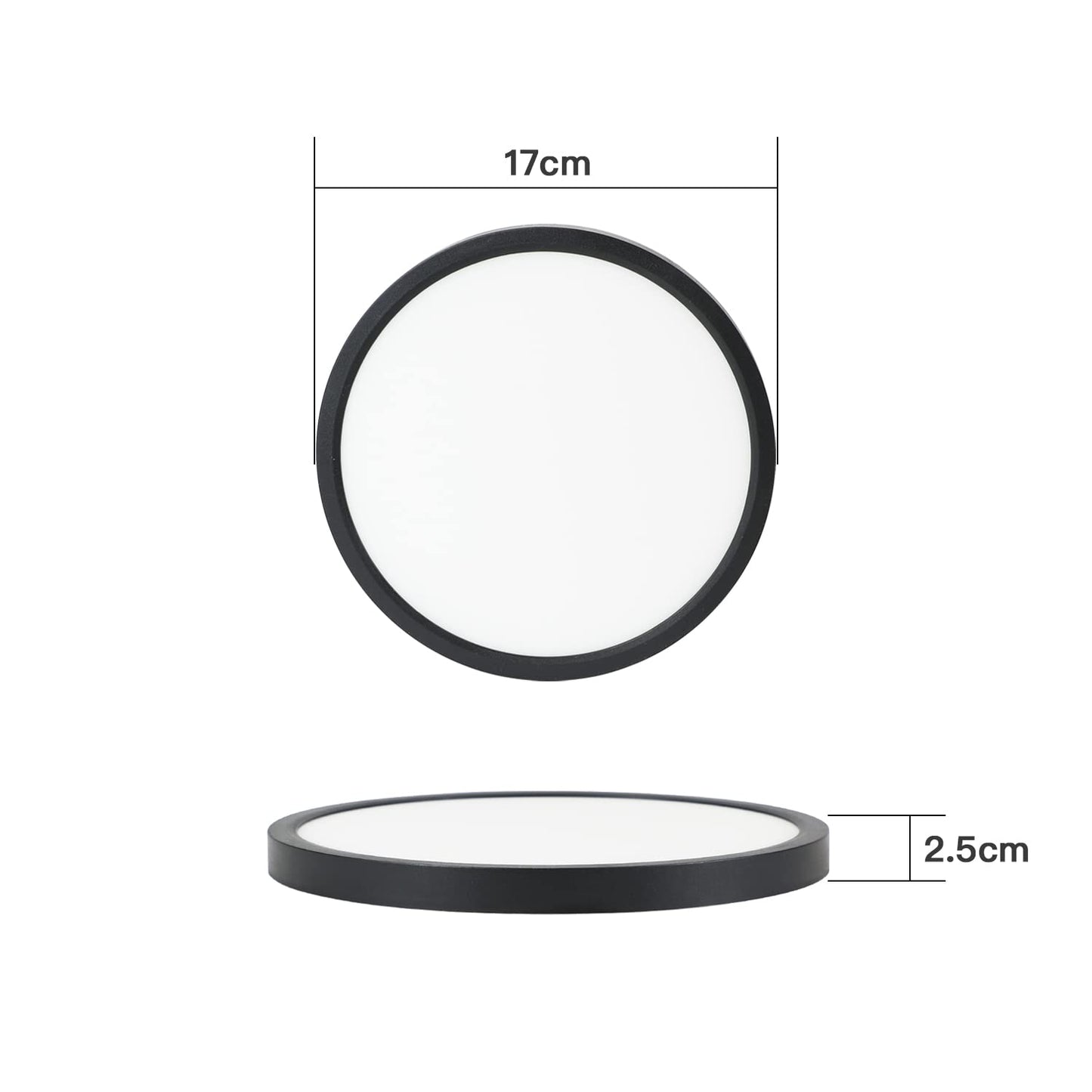 ZMH Deckenlampe LED Deckenleuchte Flach - K¨¹chenlampe Schwarz 8W Badezimmerlampe Rund K¨¹che Deckenbeleuchtung 3000K Schlafzimmerlampe Klein Badlampe IP44 Flurlampe ?17cm f¨¹r Schlafzimmer Bad Flur