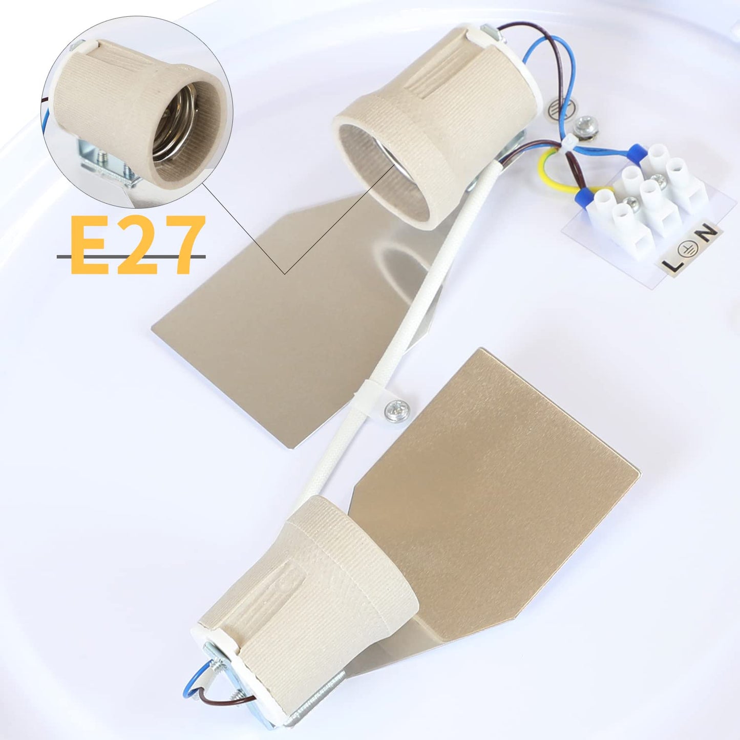 ZMH Deckenlampe Rund Deckenleuchte Schlafzimmer - Grau Stoff Wohnzimmerlampe 2 Flammig E27 Schlafzimmerlampe Modern K¨¹chenlampe mit Stoffschirm Flurlampe f¨¹r Wohnzimmer K¨¹che Flur ?38CM