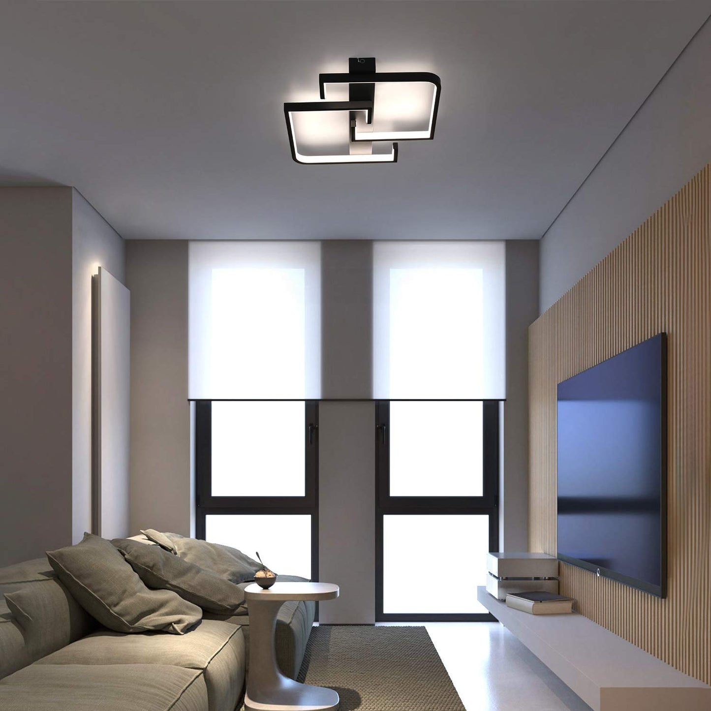 ZMH Deckenlampe LED 35W Schwarze Wohnzimmerlampe dimmbar mit Fernbedienung Modern Design Schlafzimmerlampe Esstischlampe B¨¹rolampe Flurlampe
