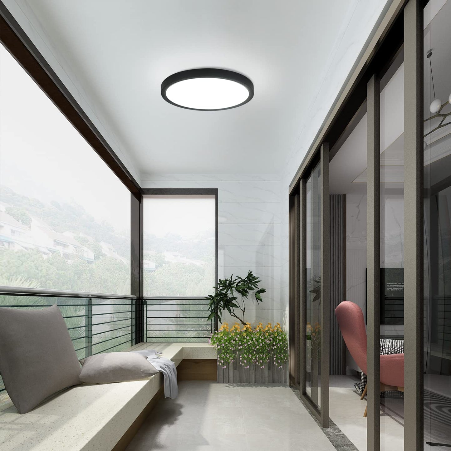 ZMH Deckenlampe LED Deckenleuchte Flach - 3ER Badezimmerlampe Schwarz ?22cm Badezimmer Deckenbeleuchtung 15W Schlafzimmerlampe IP44 Wasserdicht Badlampe Rund K¨¹chenlampe Kaltwei? f¨¹r Bad Schlafzimmer
