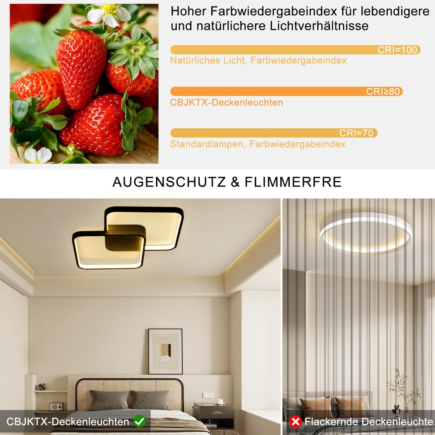 ZMH LED Deckenleuchte Wohnzimmer Deckenlampe - Schwarz Modern Wohnzimmerlampe 55W 43CM Dimmbar mit Fernbedienung Schlafzimmerlampe Metall Design k¨¹chenlampe f¨¹r Schlafzimmer Kinderzimmer