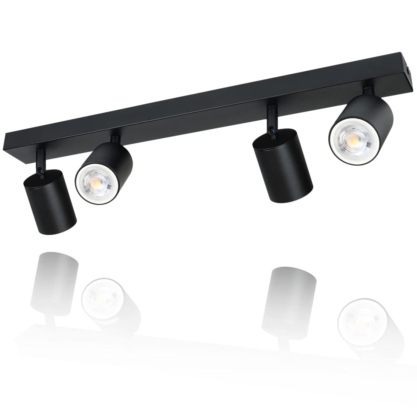 ZMH Deckenstrahler 4 Flammig Deckenlampe Wohnzimmer - Schwarz Deckenleuchte Modern GU10 Deckenspot Schwenkbar 350¡ã MAX.25W K¨¹chenlampe Spot f¨¹r Schlafzimmer K¨¹che Flur