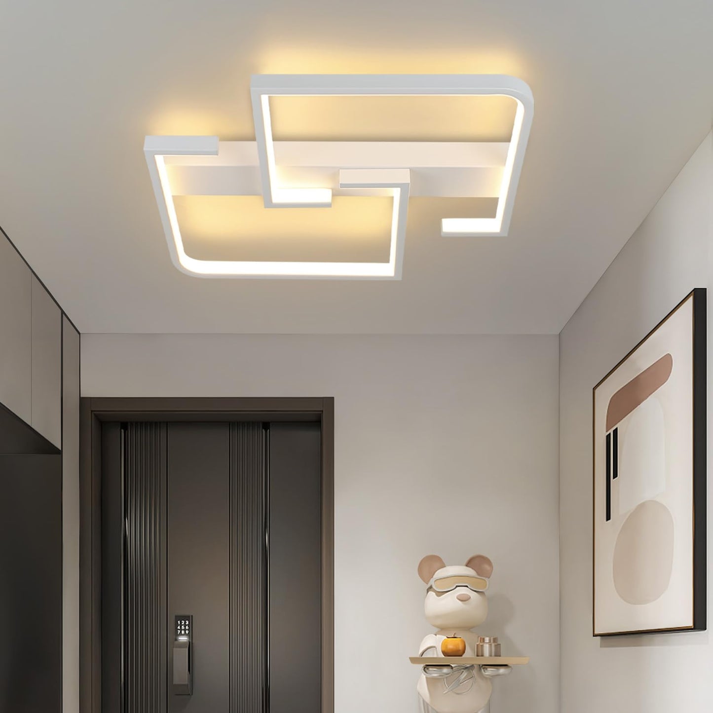 ZMH Deckenlampe LED Deckenleuchte Modern Klein Flurlampe 19W 30CM K¨¹chenlampe Wei?e Schlafzimmerlampe Warmwei? 3000K Geometrie Design f¨¹r Innen Flur Schlafzimmer K¨¹che Wohnzimmer Studio