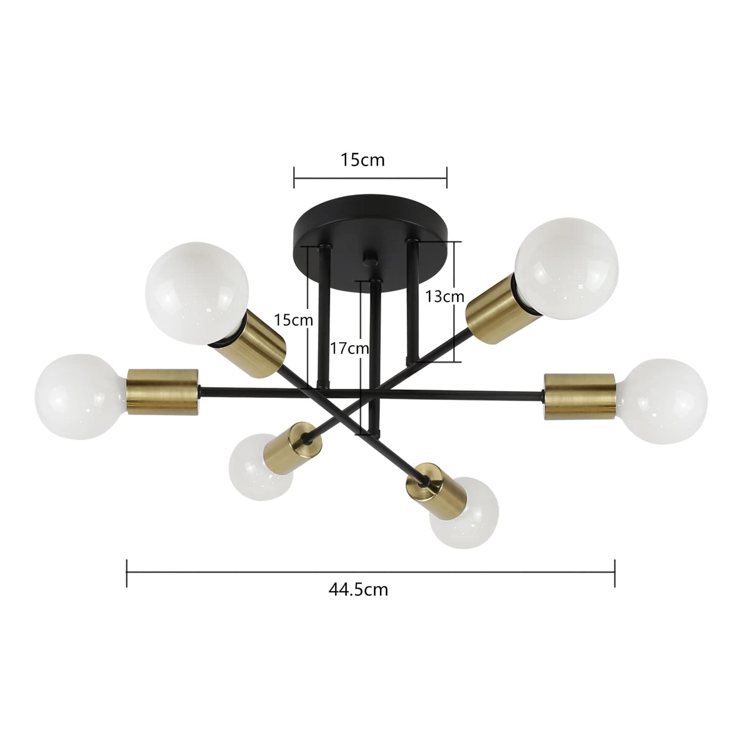 ZMH 2ER Deckenlampe Vintage Deckenleuchte E27-6 Flammig Retro Wohnzimmerlampe Industrial Schlafzimmerlampe Gold aus Metall f¨¹r Schlafzimmer K¨¹che Esszimmer Wohnzimmer