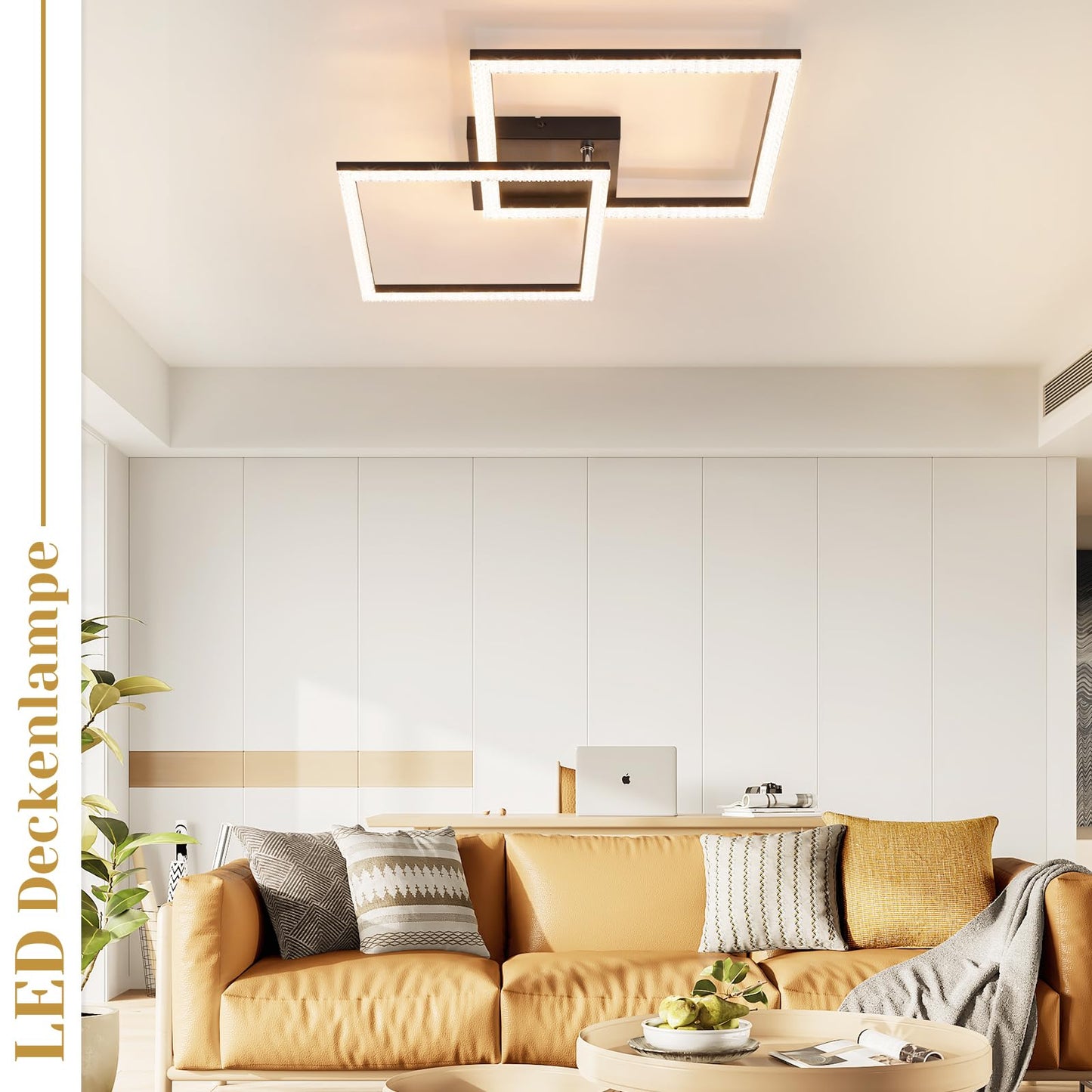 ZMH LED Deckenlampe Wohnzimmer Deckenleuchte - Schwarz 3000K Warmwei? Wohnzimmerlampe Modern Kristall Schlafzimmerlampe 24W Deckenbeleuchtung f¨¹r K¨¹che Schlafzimmer Flur