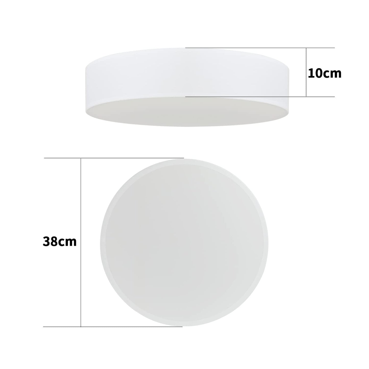 ZMH Deckenlampe Schlafzimmer Deckenleuchte Rund - Modern Schlafzimmerlampe 2 Flammig E27 Stoff Wohnzimmerlampe Wei? 38CM K¨¹chenlampe mit Stoffschirm Flurlampe f¨¹r Wohnzimmer K¨¹che Flur