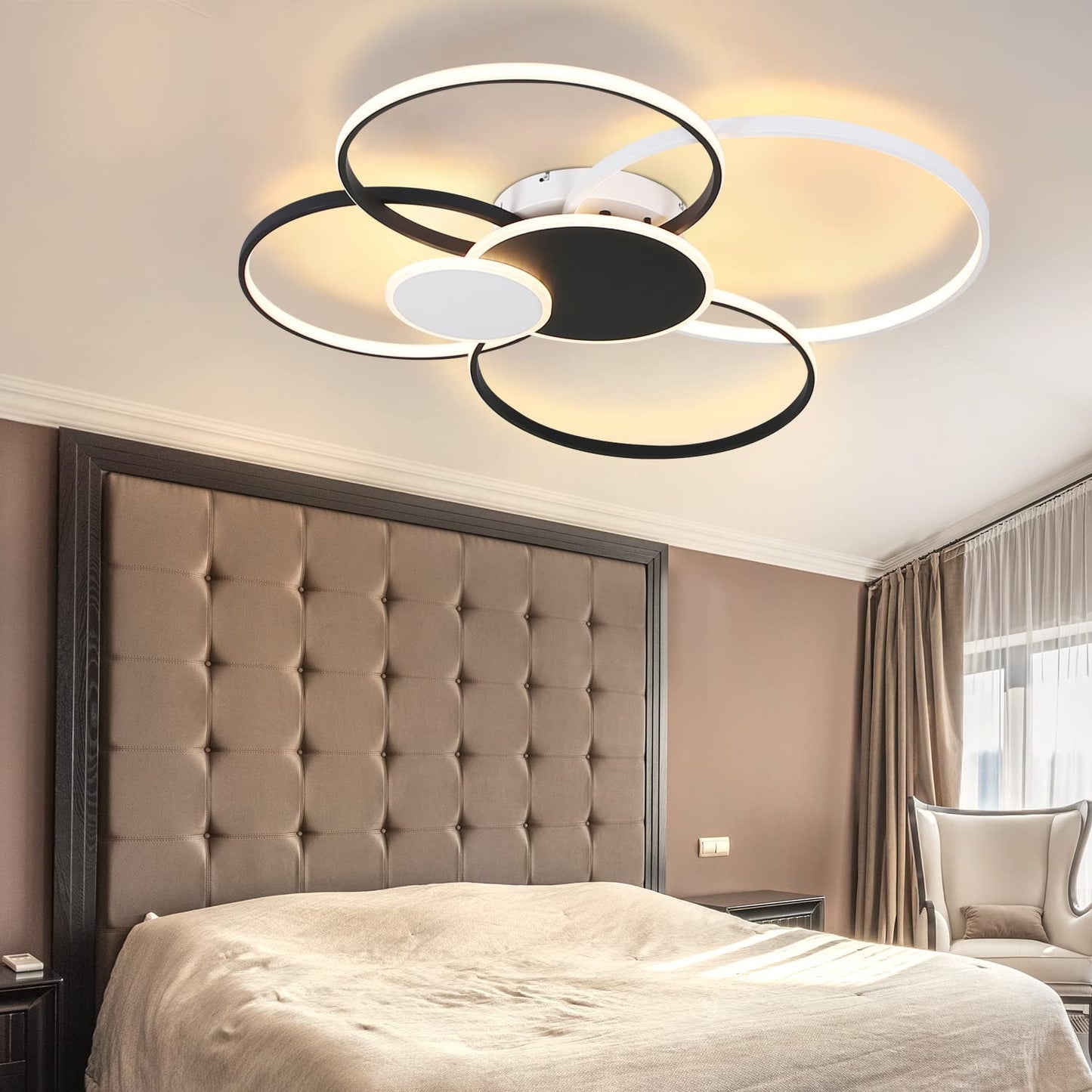 ZMH Deckenlampe LED Deckenleuchte Wohnzimmer - Modern Gro? Wohnzimmerlampe 94CM Dimmbar Schlafzimmerlampe Ring Design 72W Deckenbeleuchtung mit Fernbedienung f¨¹r Schlafzimmer B¨¹ro Hotel K¨¹che