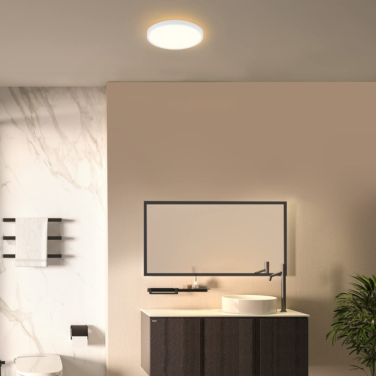 ZMH Deckenlampe LED Deckenleuchte Flach - 3ER Badlampe 15W Warmwei? ?22cm Badezimmer Deckenbeleuchtung Schlafzimmerlampe IP44 Wasserdicht Badezimmerlampe Rund Flurlampe f¨¹r Bad Schlafzimmer K¨¹che