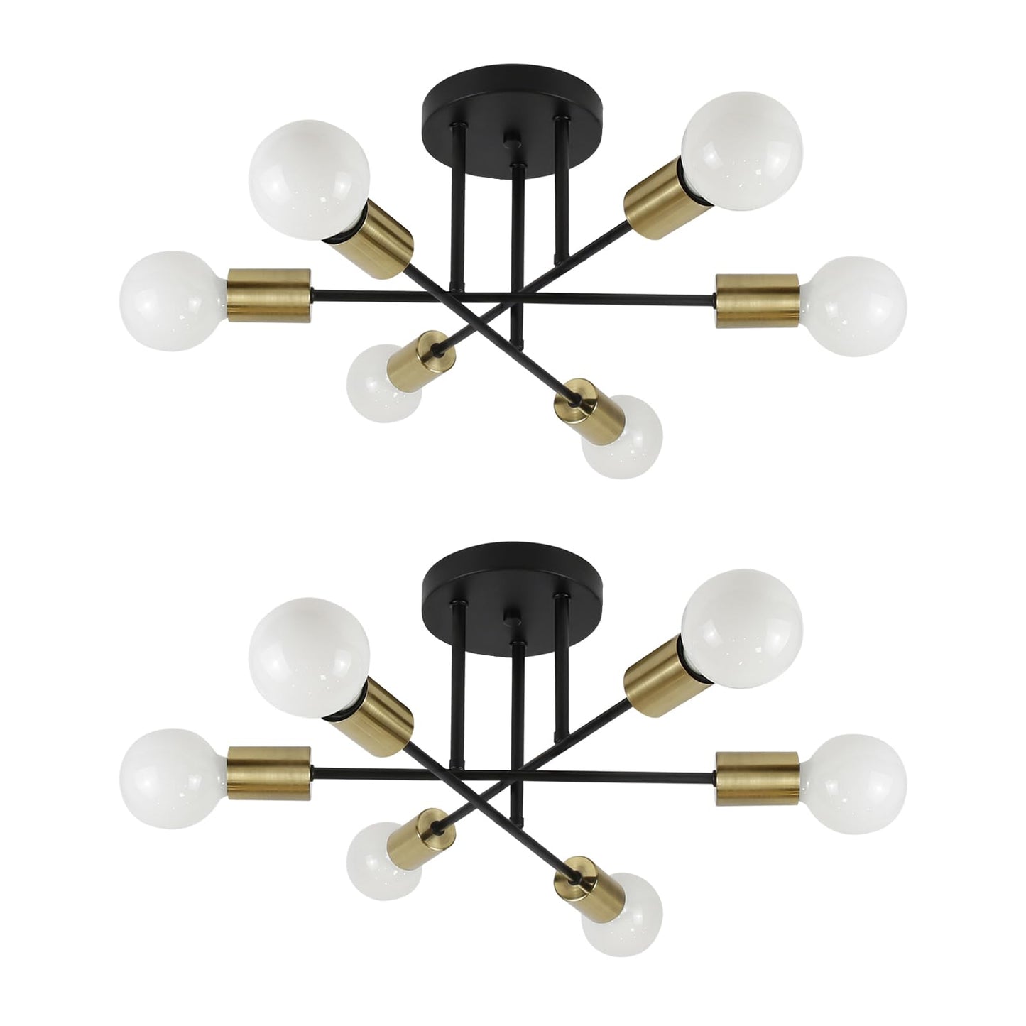 ZMH 2ER Deckenlampe Vintage Deckenleuchte E27-6 Flammig Retro Wohnzimmerlampe Industrial Schlafzimmerlampe Gold aus Metall f¨¹r Schlafzimmer K¨¹che Esszimmer Wohnzimmer