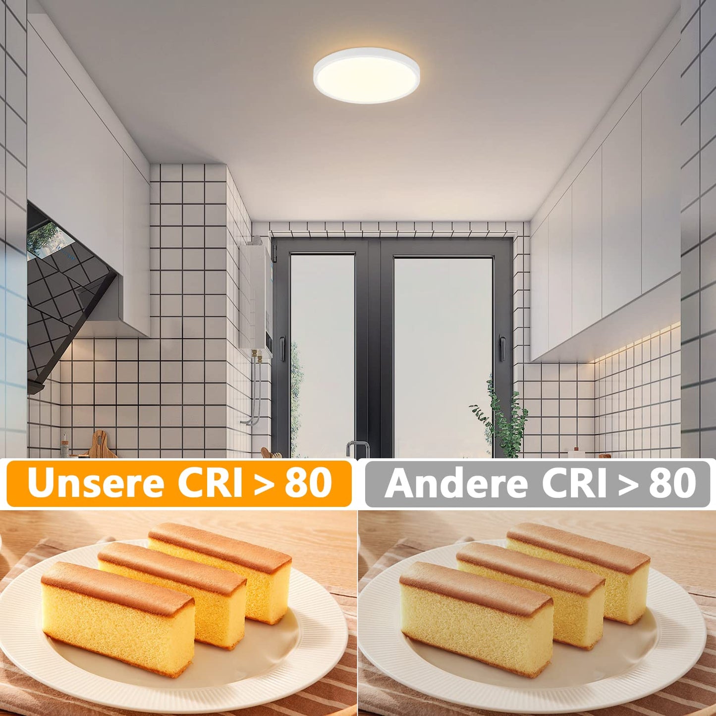 ZMH Deckenlampe LED Deckenleuchte Flach - 3ER Badlampe 15W Warmwei? ?22cm Badezimmer Deckenbeleuchtung Schlafzimmerlampe IP44 Wasserdicht Badezimmerlampe Rund Flurlampe f¨¹r Bad Schlafzimmer K¨¹che
