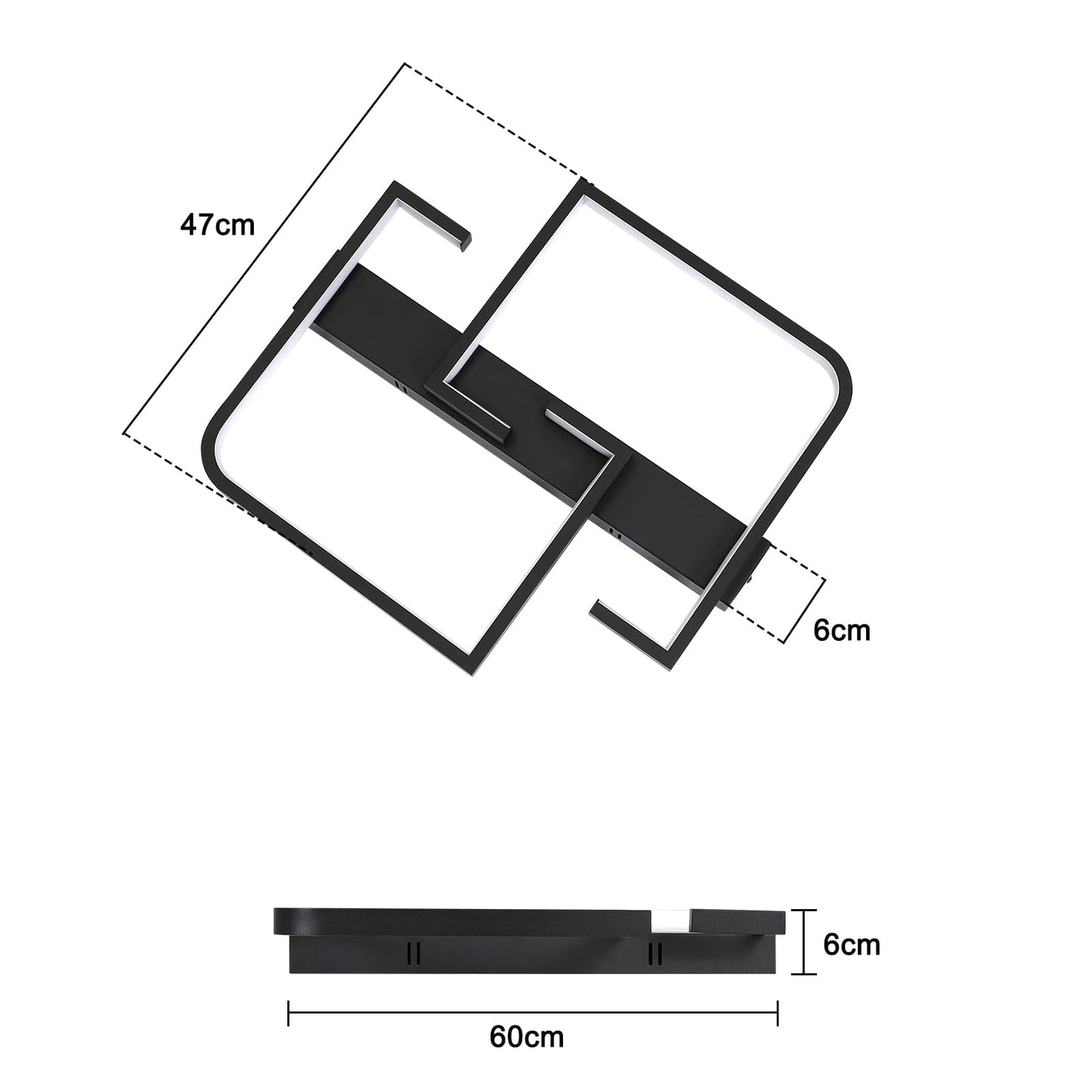 ZMH Deckenlampe LED Deckenleuchte Wohnzimmer Dimmbar mit Fernbedienung 45W 60CM Schwarz Wohnzimmerlampe aus Metall Modern Design Schlafzimmerlampe f¨¹r Schlafzimmer Esszimmer K¨¹chen Arbeitszimmer