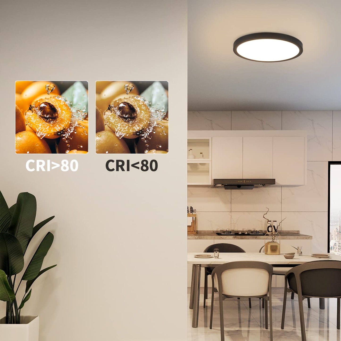 ZMH Deckenlampe LED Deckenleuchte Flach - 15W Badlampe 4000K ?22cm Schlafzimmer K¨¹che Deckenbeleuchtung Schlafzimmerlampe IP44 Wasserdicht Flurlampe Schwarz K¨¹chenlampe Rund f¨¹r Bad Flur Wohnzimmer