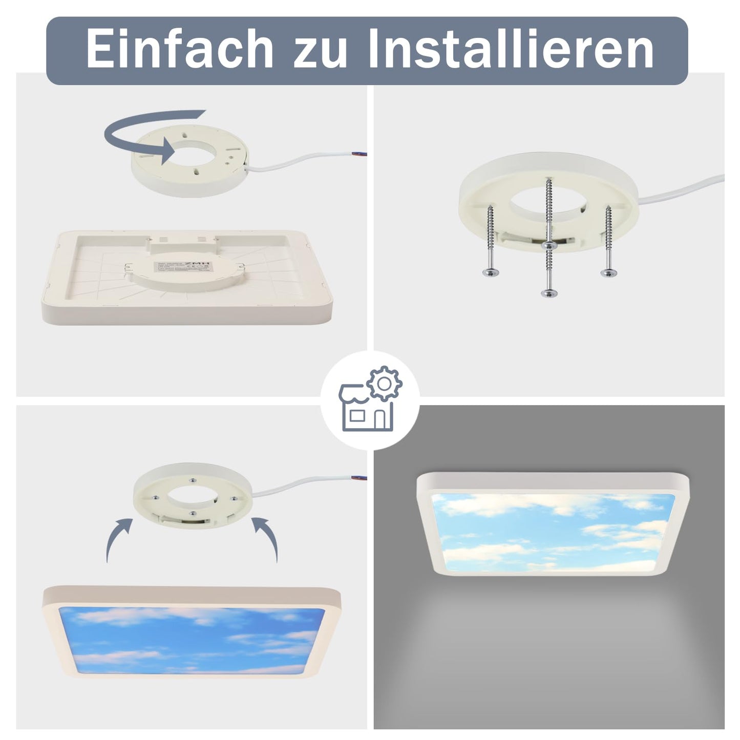 ZMH Deckenlampe LED Deckenleuchte Flach - Schlafzimmerlampe 23cm Schlafzimmer Kinderzimmer Deckenbeleuchtung 4000K Badlampe IP44 K¨¹chenlampe Quadratisch Badezimmerlampe 23W f¨¹r Badezimmer K¨¹che Flur