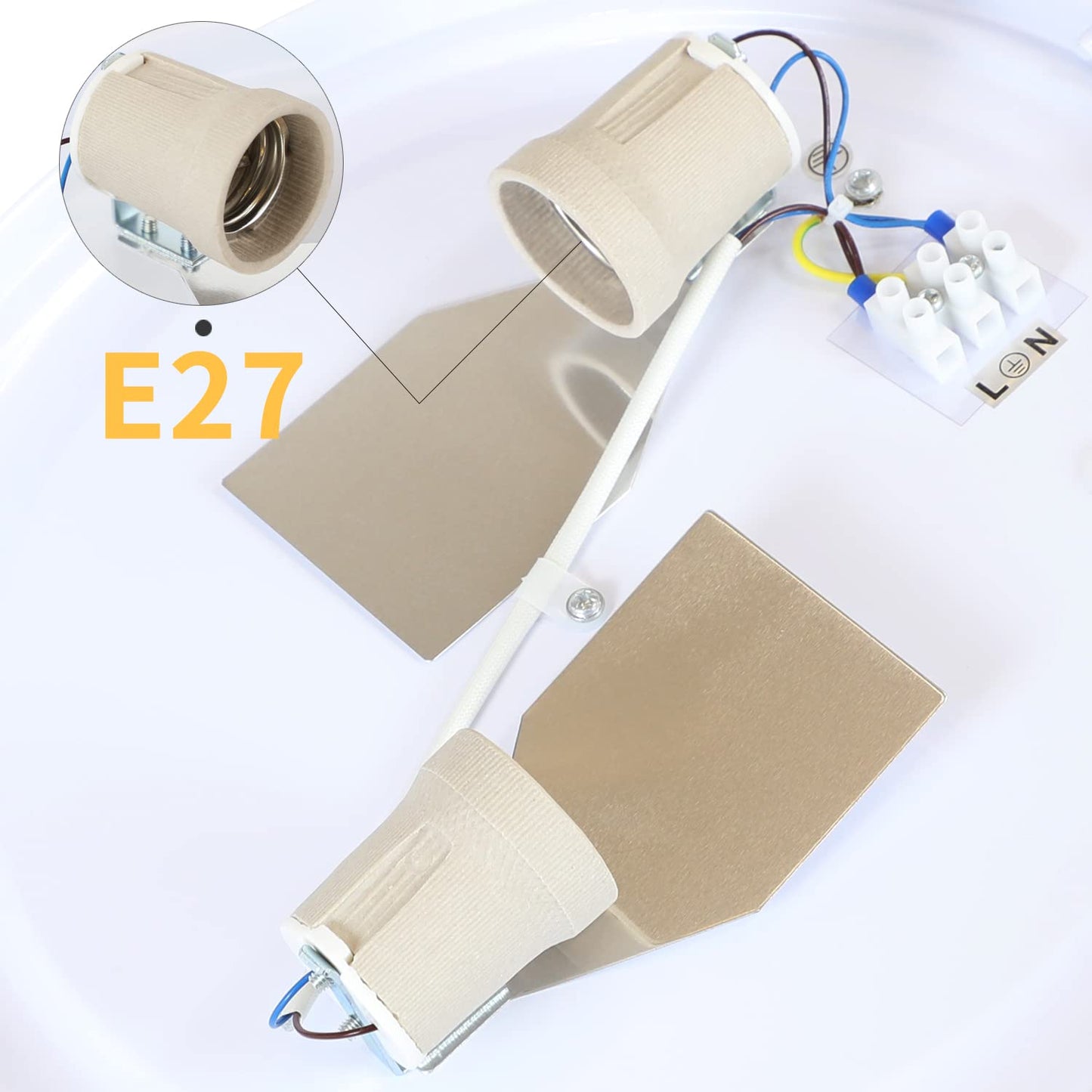 ZMH Deckenlampe Schlafzimmer Deckenleuchte Rund - Modern Schlafzimmerlampe 2 Flammig E27 Stoff Wohnzimmerlampe Wei? 38CM K¨¹chenlampe mit Stoffschirm Flurlampe f¨¹r Wohnzimmer K¨¹che Flur