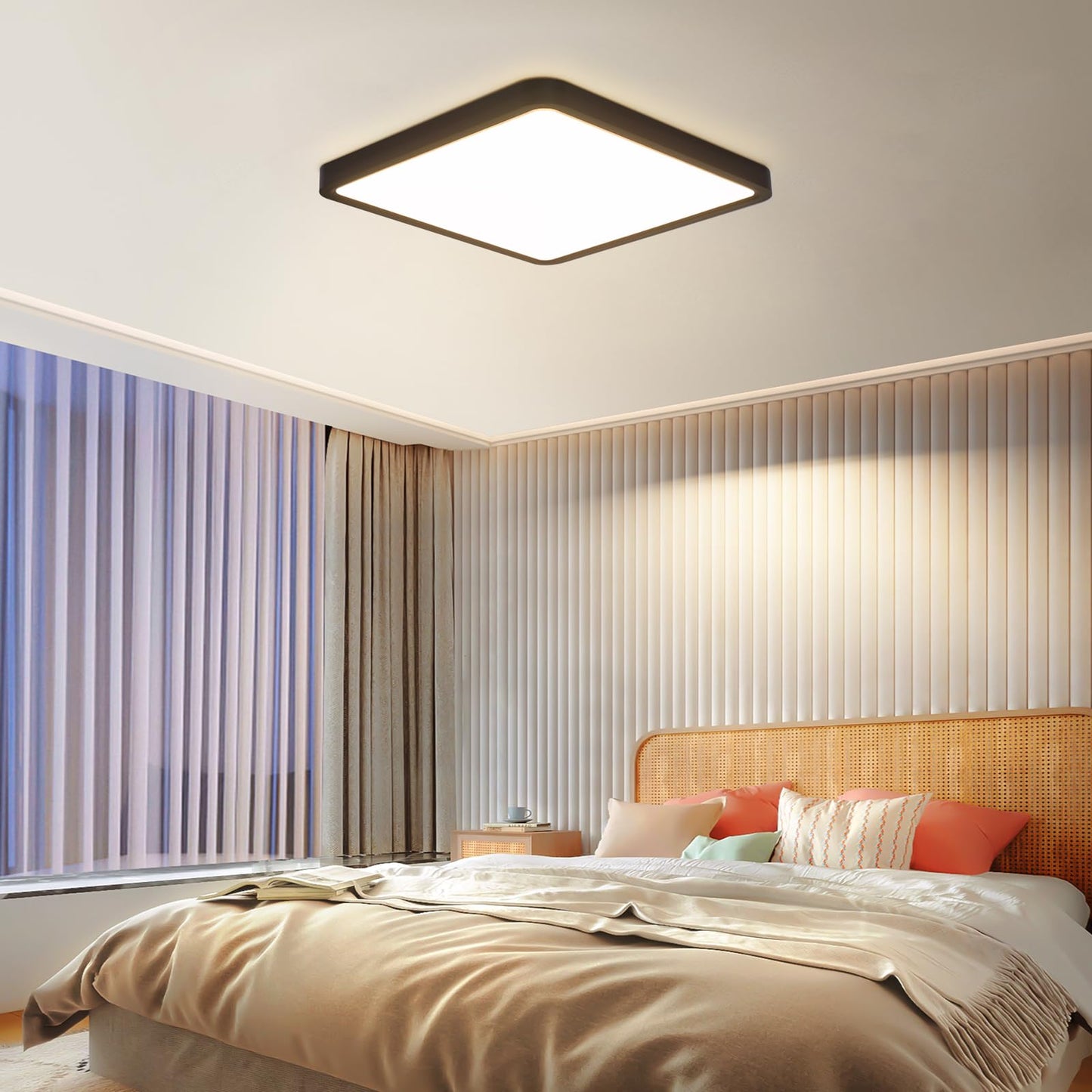 ZMH Deckenlampe LED Deckenleuchte Flach - Schlafzimmerlampe Schwarz Badezimmerlampe 23CM Deckenbeleuchtung Schlafzimmer 18W K¨¹chenlampe Eckig Badlampe Decke Flurlampe 4000K f¨¹r Bad K¨¹che Flur