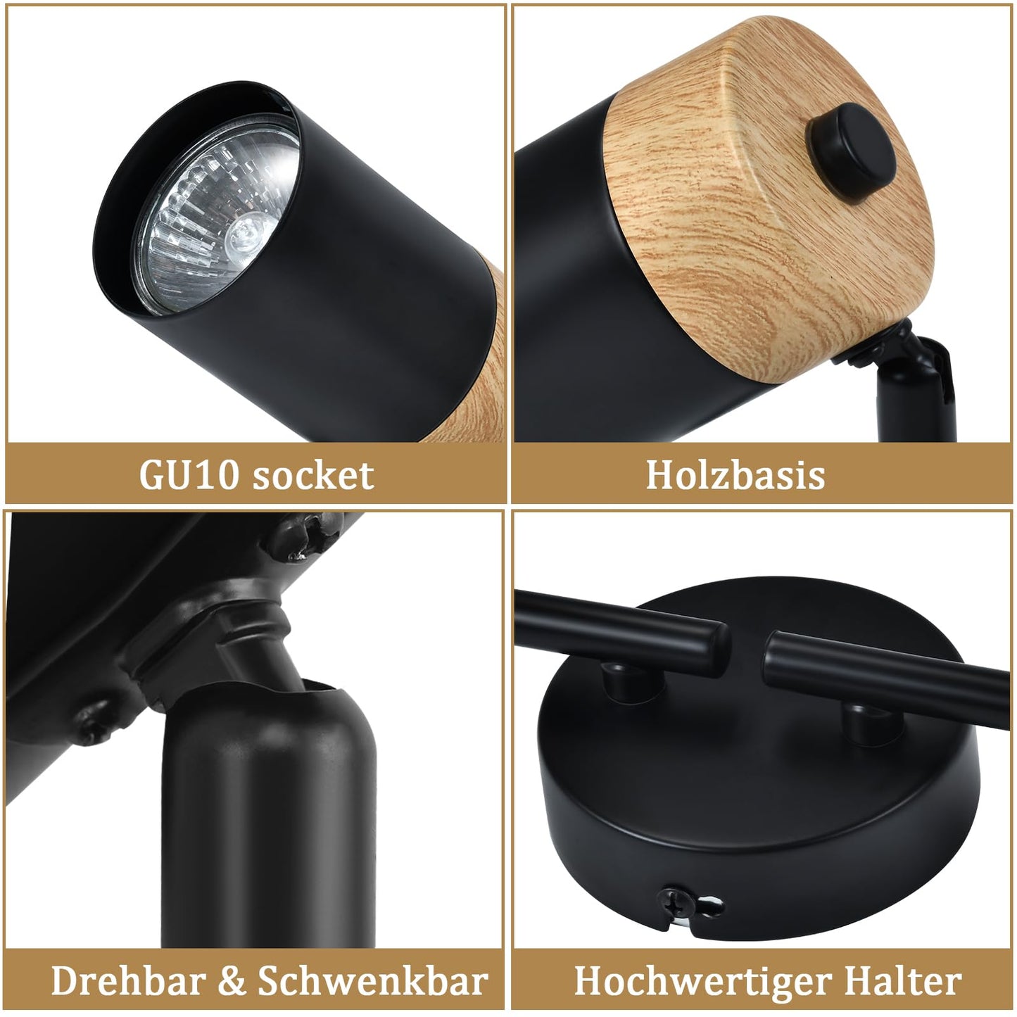 ZMH chte- Deckenlampe 4 Flammig GU10 LED Schwenkbar 330¡ã Spotleuchte f¨¹r Wohnzimmer Schlafzimmer K¨¹che kinderzimmer Ohne Leuchtmittel