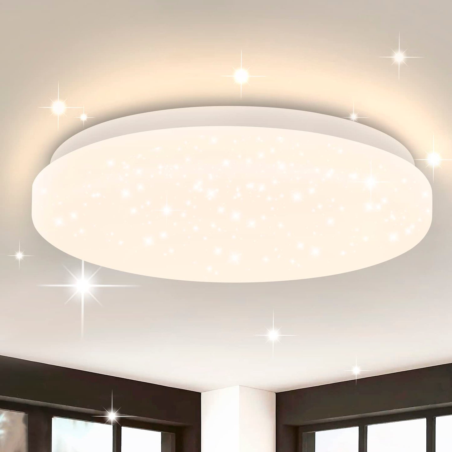 ZMH Deckenlampe LED Deckenleuchte Schlafzimmer - 15W Schlafzimmerlampe Sternenhimmel Warmweiß Ø21cm Küchenlampe Klein Flurlampe Rund Küche Deckenbeleuchtung Sternendekor für Flur Kinderzimmer