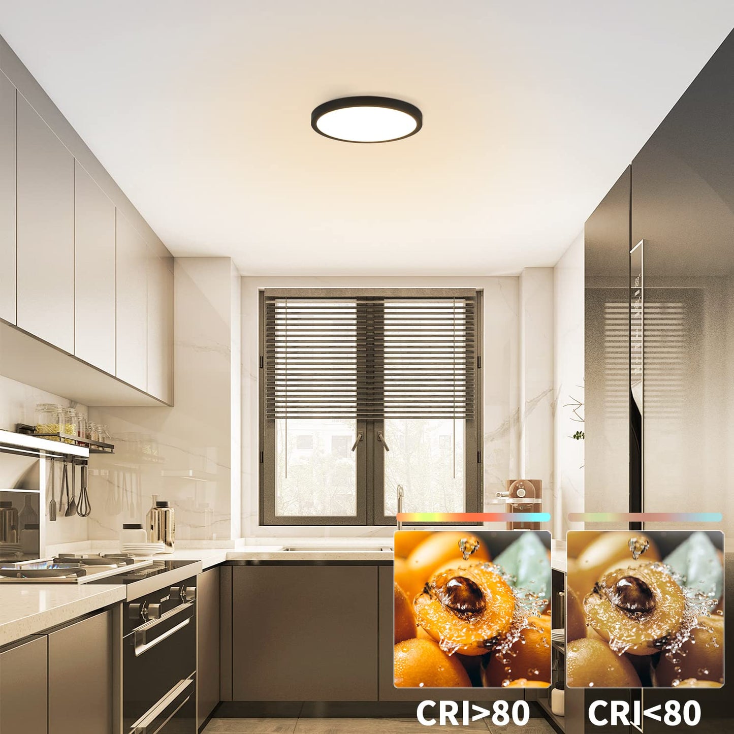 ZMH Deckenlampe LED Deckenleuchte Flach - K¨¹chenlampe Schwarz 8W Badezimmerlampe Rund K¨¹che Deckenbeleuchtung 3000K Schlafzimmerlampe Klein Badlampe IP44 Flurlampe ?17cm f¨¹r Schlafzimmer Bad Flur