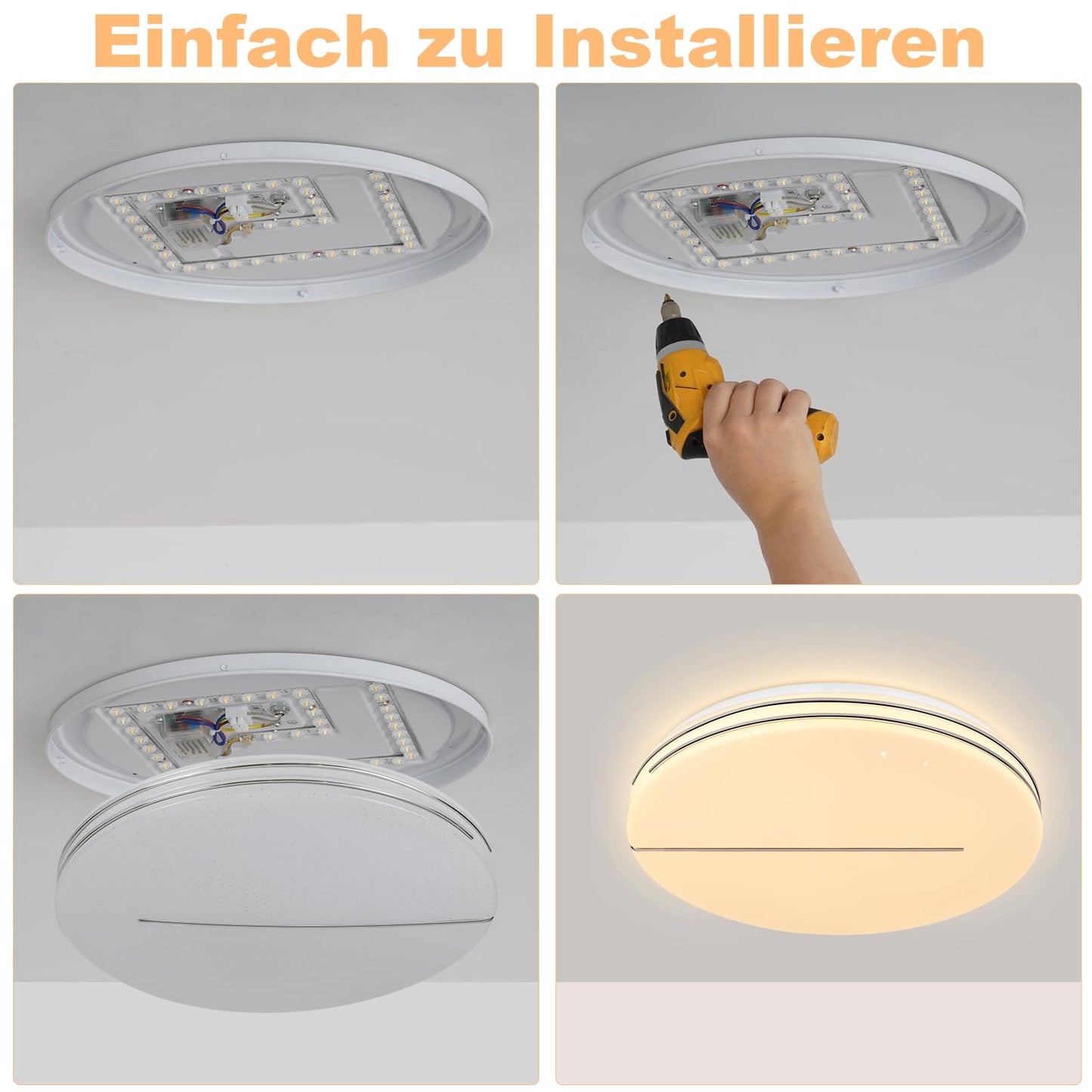 ZMH Deckenlampe LED Deckenleuchte Wohnzimmer - ?40cm Wohnzimmerlampe Dimmbar mit Fernbedienung 44W Schlafzimmerlampe Sternenhimmel Modern Schlafzimmer Deckenbeleuchtung Rund f¨¹r K¨¹che Flur