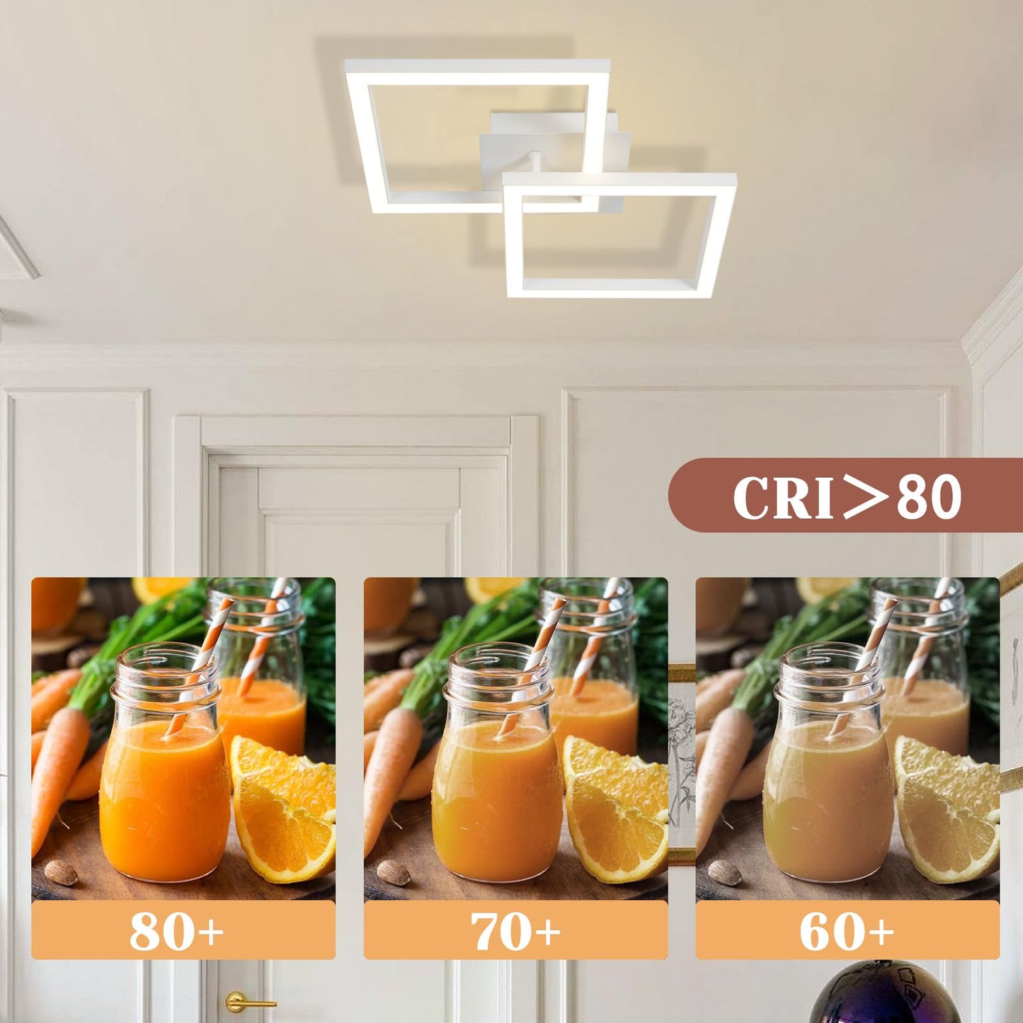 ZMH Deckenlampe LED Deckenleuchte K¨¹che - Modern K¨¹chenlampe 24W Wohnzimmerlampe Design Flurlampe Warmwei? Schlafzimmerlampe Flur Deckenbeleuchtung Eckig Wei? f¨¹r Wohnzimmer Schlafzimmer