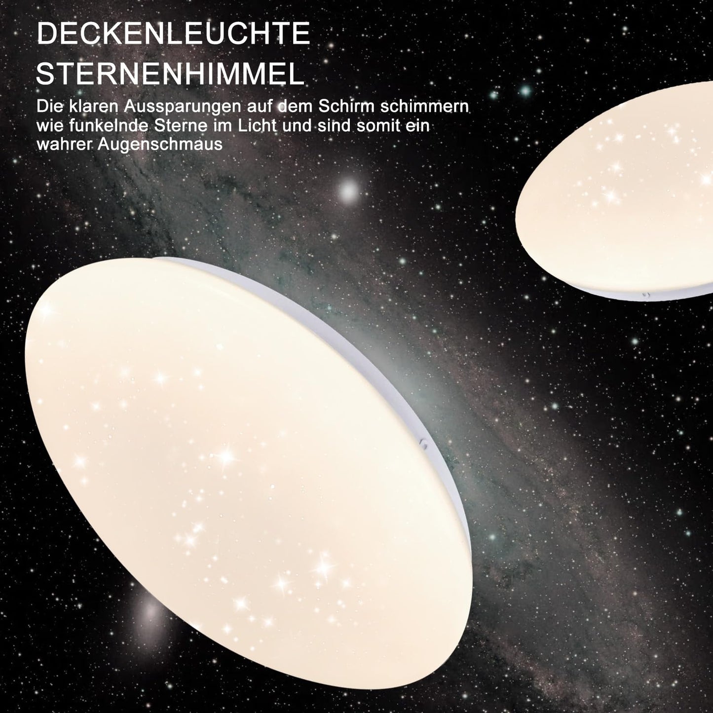 ZMH Deckenlampe LED Deckenleuchte Schlafzimmer - ?30cm 18W Schlafzimmerlampe Badezimmer Deckenbeleuchtung Sternenhimmel Rund Badlampe 4000K IP44 Wasserdicht f¨¹r Bad K¨¹che Kinderzimmer Flur