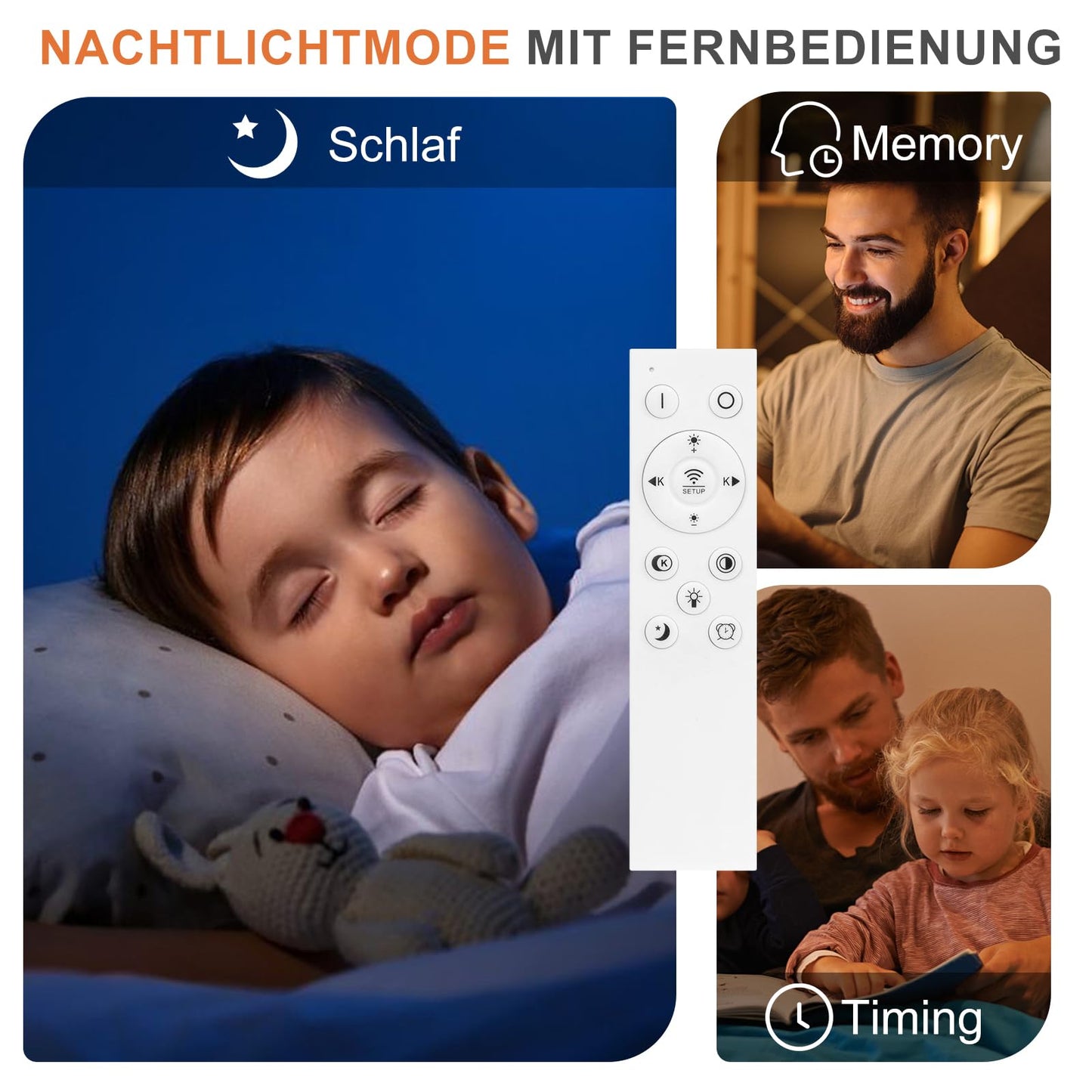 ZMH LED Deckenleuchte Kinderzimmer Dimmbar - Schlafzimmerlampe 48W Schwarz Deckenlampe Wohnzimmer mit Fernbedienung 3000K-6500K Modern f¨¹r Schlafzimmer K¨¹che Balkon