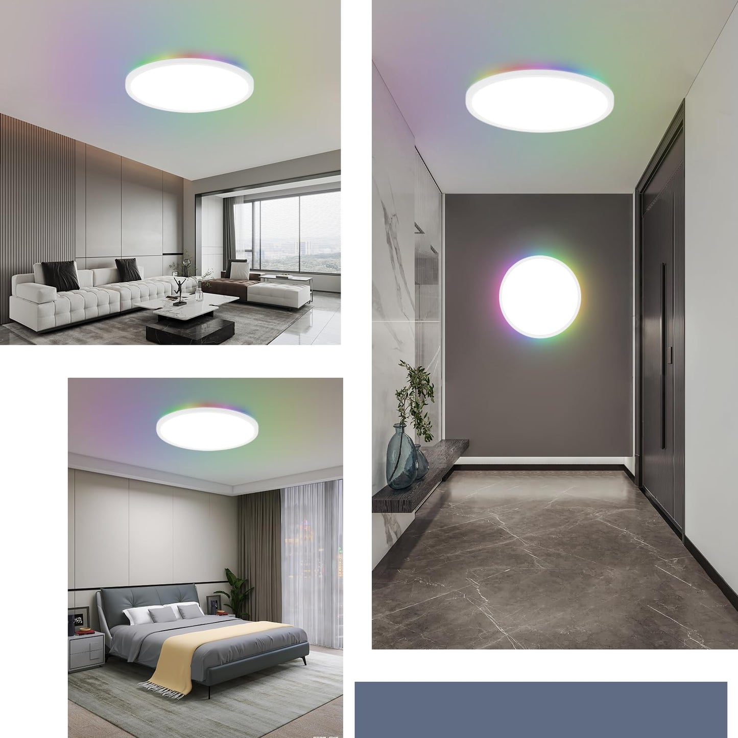 ZMH LED Deckenleuchte Dimmbar Deckenlampe Wohnzimmer - Farbwechsel Wohnzimmerlampe Rund 24W Lampe Schlafzimmer Decke mit Fernbedienung Schlafzimmerlampe K¨¹chenlampe IP44 Badezimmer Lampe 2Set