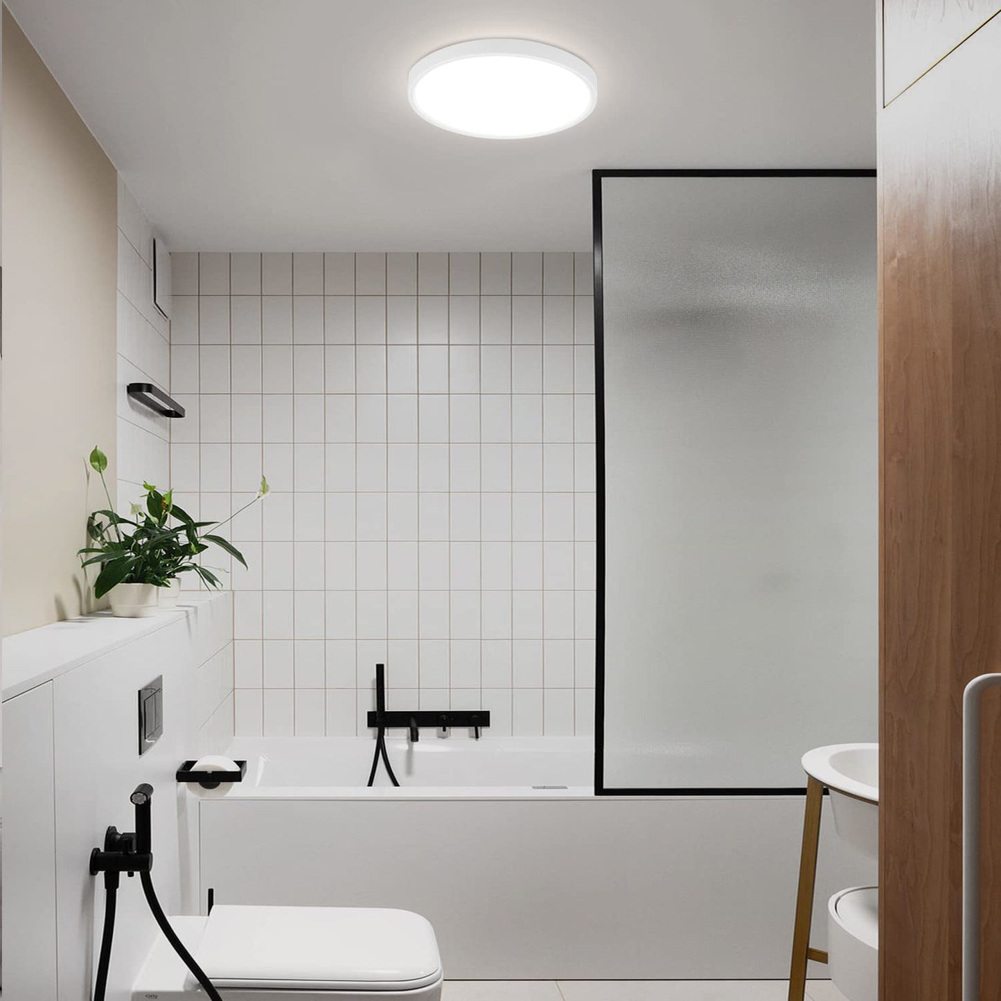 ZMH Deckenlampe LED Deckenleuchte Flach - 2ER Badezimmerlampe ?22cm Badezimmer Deckenbeleuchtung 15W Schlafzimmerlampe IP44 Wasserdicht Badlampe Rund K¨¹chenlampe Kaltwei? f¨¹r Bad Schlafzimmer Flur