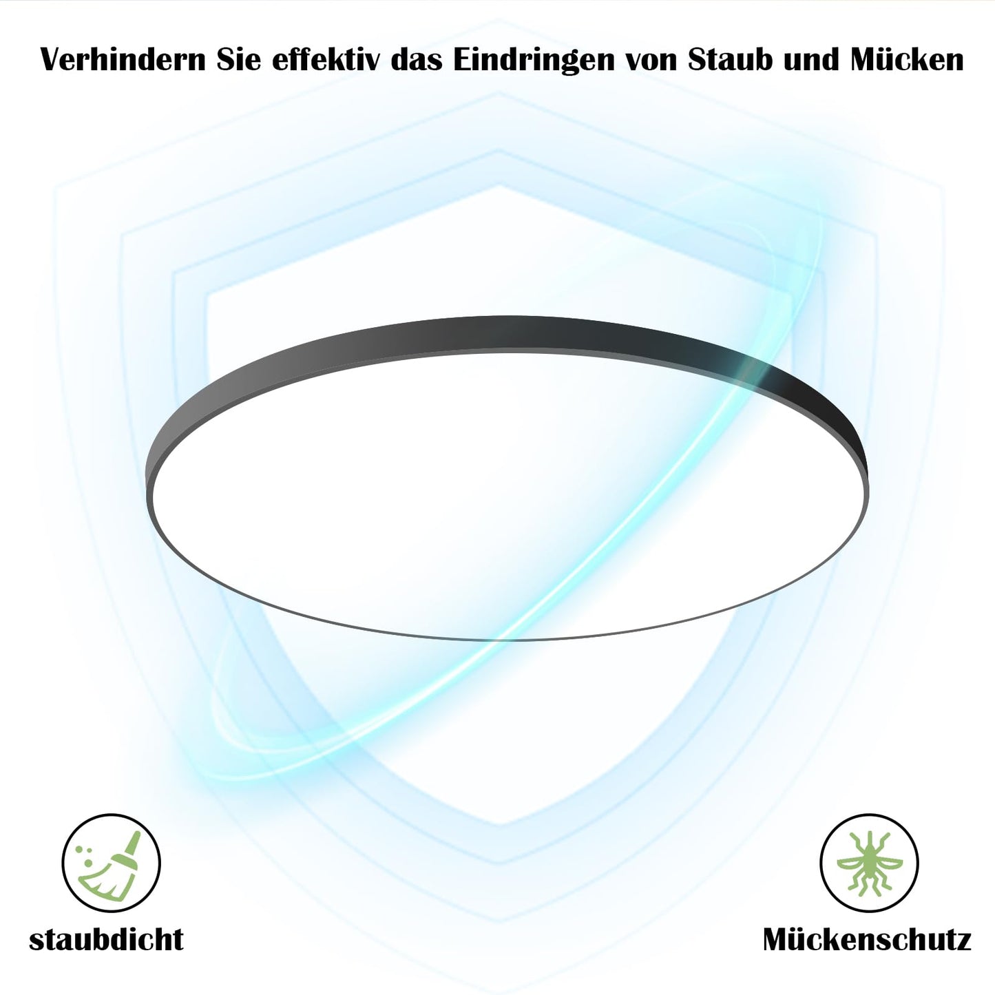 ZMH LED Deckenleuchte Schwarz Deckenlampe - Flach K¨¹chenlampe IP44 Wasserdicht Badlampe Rund ?28cm Flurlampe 17W Modern f¨¹r Wohnzimmer Schlafzimmer Bad Flur K¨¹che Kinderzimmer Eingang
