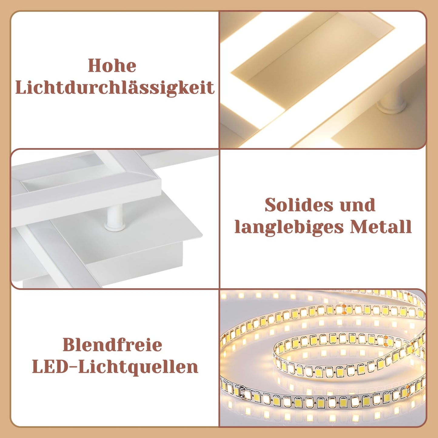 ZMH Deckenlampe LED Deckenleuchte K¨¹che - Modern K¨¹chenlampe 24W Wohnzimmerlampe Design Flurlampe Warmwei? Schlafzimmerlampe Flur Deckenbeleuchtung Eckig Wei? f¨¹r Wohnzimmer Schlafzimmer