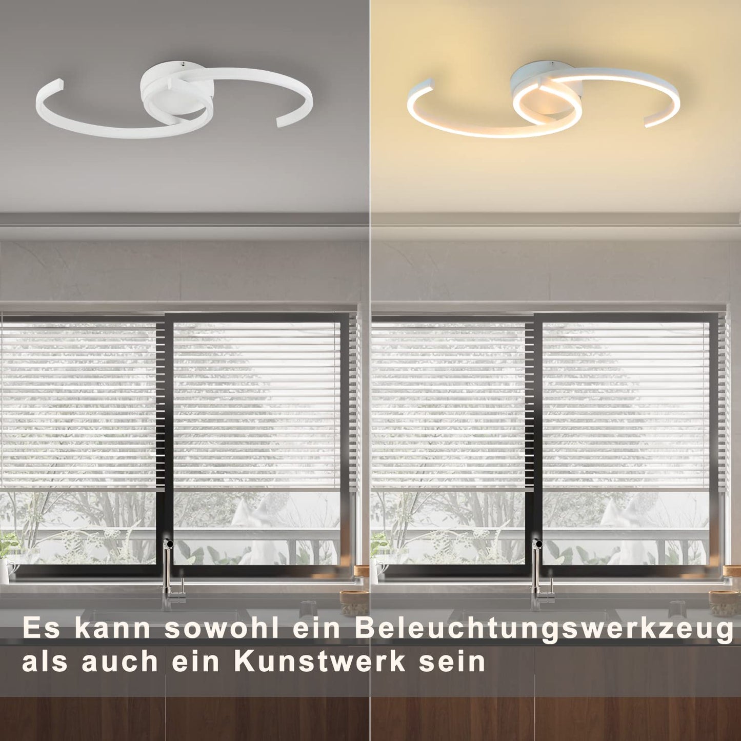 ZMH Deckenlampe Schlafzimmer LED Deckenleuchte - Schlafzimmerlampe Modern 24W Wohnzimmer Deckenbeleuchtung 60CM Wohnzimmerlampe Wei? K¨¹chelampe Warmwei? f¨¹r Schlafzimmer K¨¹che Flur Esszimmer