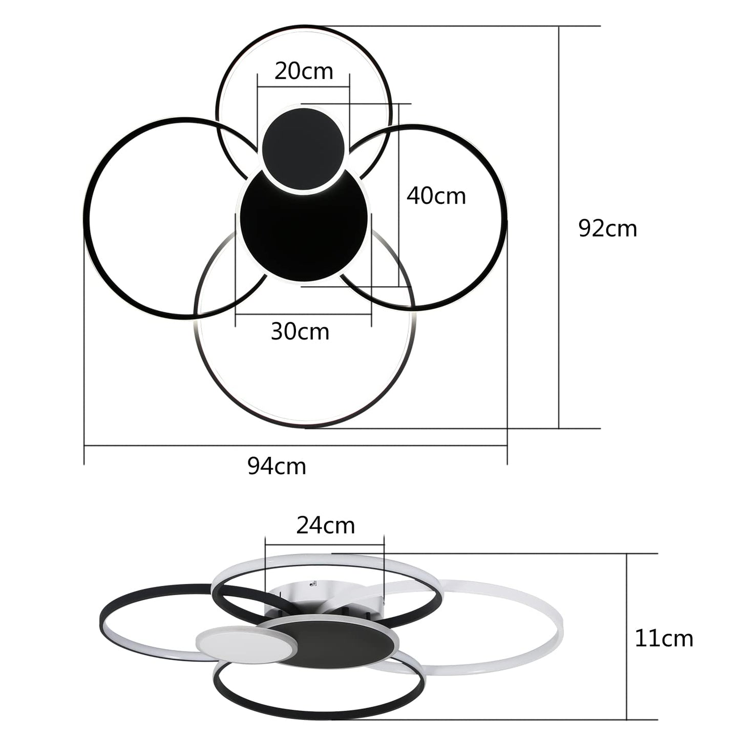 ZMH Deckenlampe LED Deckenleuchte Wohnzimmer - Modern Gro? Wohnzimmerlampe 94CM Dimmbar Schlafzimmerlampe Ring Design 72W Deckenbeleuchtung mit Fernbedienung f¨¹r Schlafzimmer B¨¹ro Hotel K¨¹che