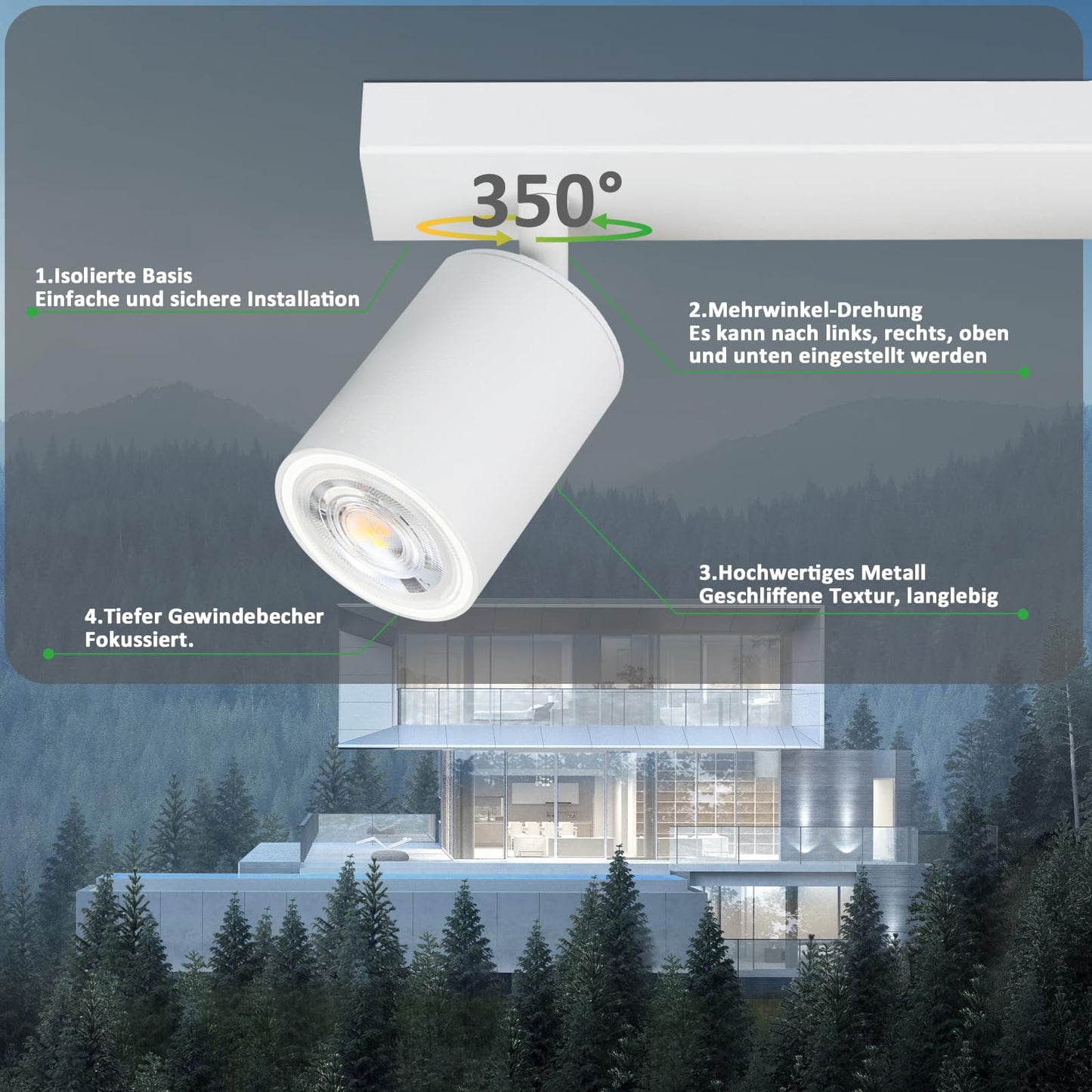ZMH Deckenleuchte 3 Flammig Deckenlampe Weiss - Deckenstrahler GU10 Modern Deckenspot K¨¹chelampe Schwenkbar 350¡ã MAX.25W lampe f¨¹r Wohnzimmer Schlafzimmer K¨¹che Flur (ohne Leuchtmittel)