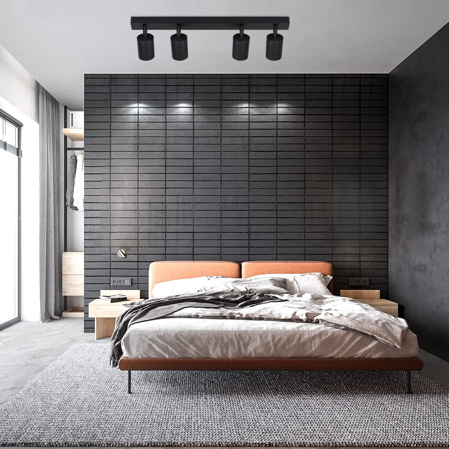 ZMH Deckenstrahler 4 Flammig Deckenlampe Wohnzimmer - Schwarz Deckenleuchte Modern GU10 Deckenspot Schwenkbar 350¡ã MAX.25W K¨¹chenlampe Spot f¨¹r Schlafzimmer K¨¹che Flur