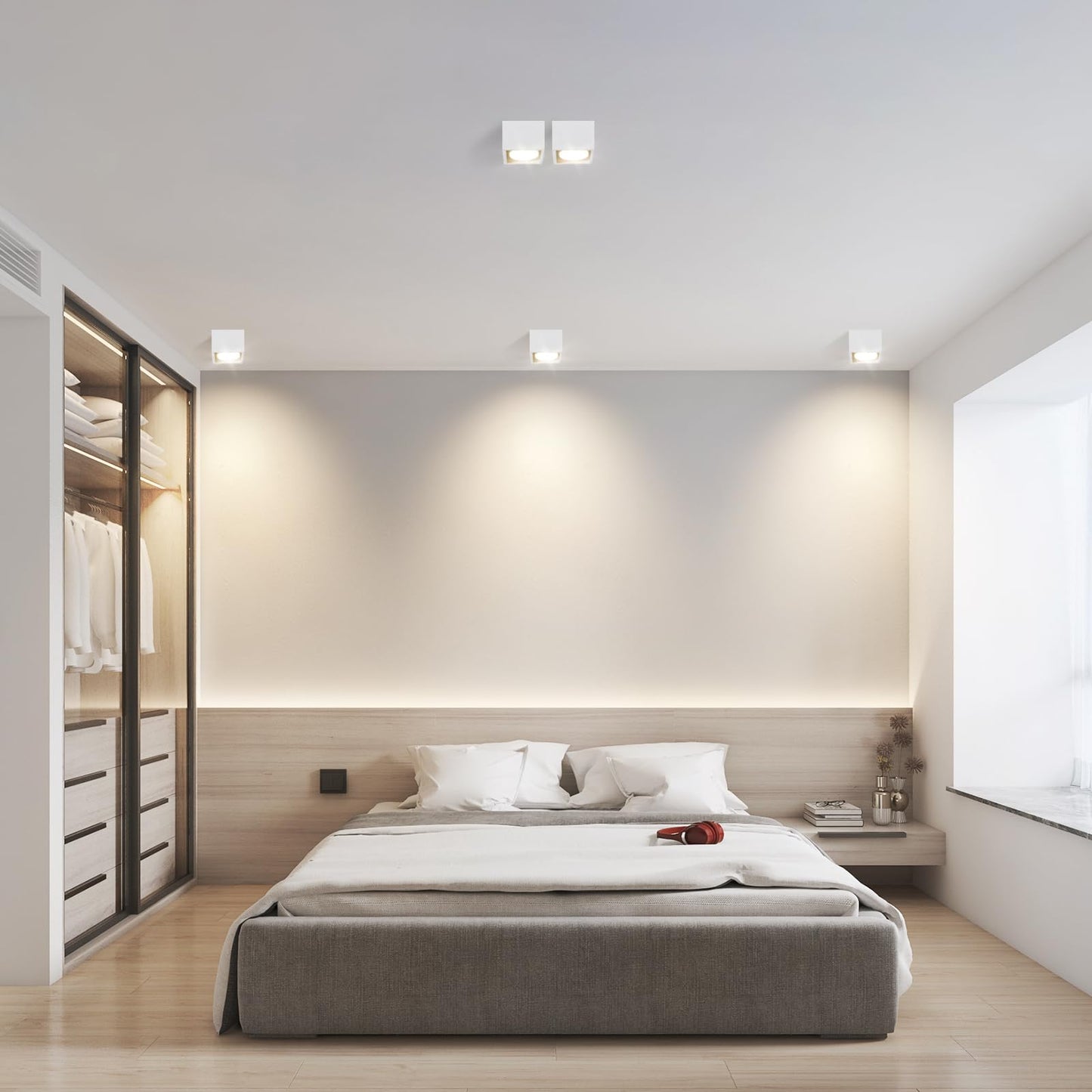 ZMH Deckenspots LED Wei? Aufbaustrahler - Spots Deckenleuchte Aufputz Warmwei? Deckenstrahler Eckig GX53 Spotleuchte 5W Flach Aufbauspot Schwenkbar f¨¹r K¨¹che Wohnzimmer Esszimmer Korridor Flur