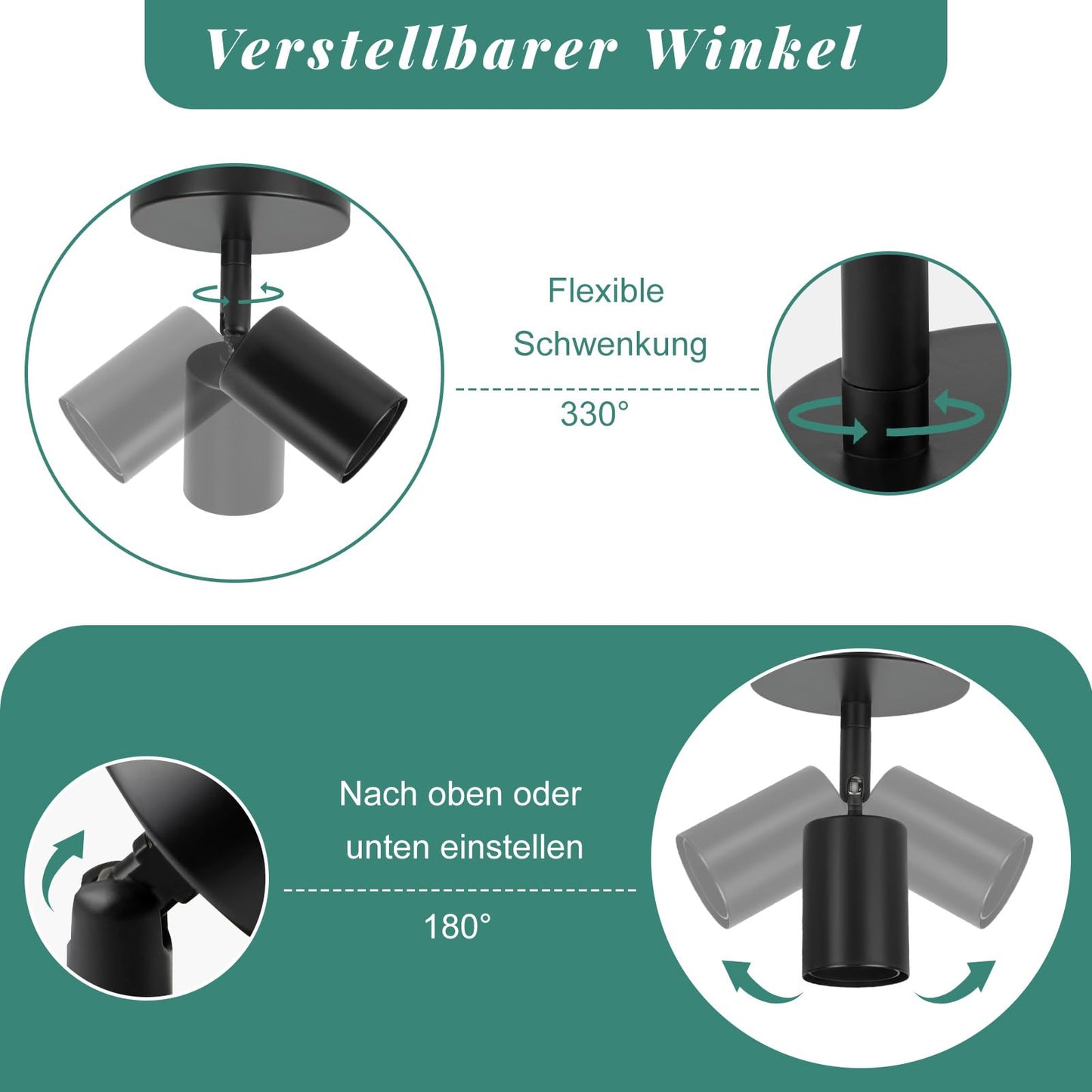 ZMH 2ER Deckenleuchte E27 Deckenlampe Schwarz - Deckenstrahler 1 Flammig Flur Deckenspot Vintage Wandstrahler Schwenkbar 330¡ã MAX.40W K¨¹che lampe f¨¹r Wohnzimmer Schlafzimmer