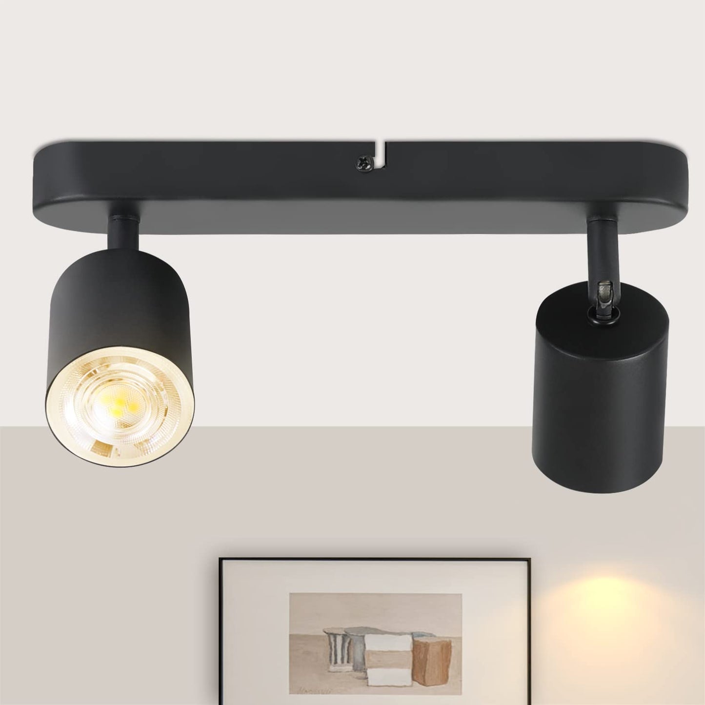 ZMH LED Deckenlampe Deckenstrahler 2 Flammig - Schwarz Deckenleuchte Flur Metall Deckenspots Schwenkbar GU10 Design Strahler 350¡ã Spots f¨¹r Wohnzimmer Schlafzimmer Treppenhaus K¨¹che - Ohne Gl¨¹hbirne