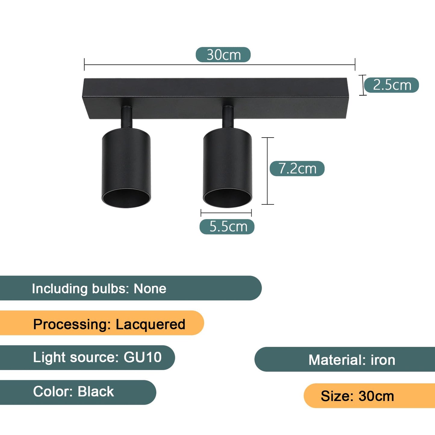 ZMH Deckenlampe 2 Flammig Deckenstrahler Schwarz - Flur Deckenleuchte GU10 Modern Deckenspot Schwenkbar 350¡ã MAX.25W Wandstrahler lampe f¨¹r Wohnzimmer Schlafzimmer K¨¹che (ohne Leuchtmittel)