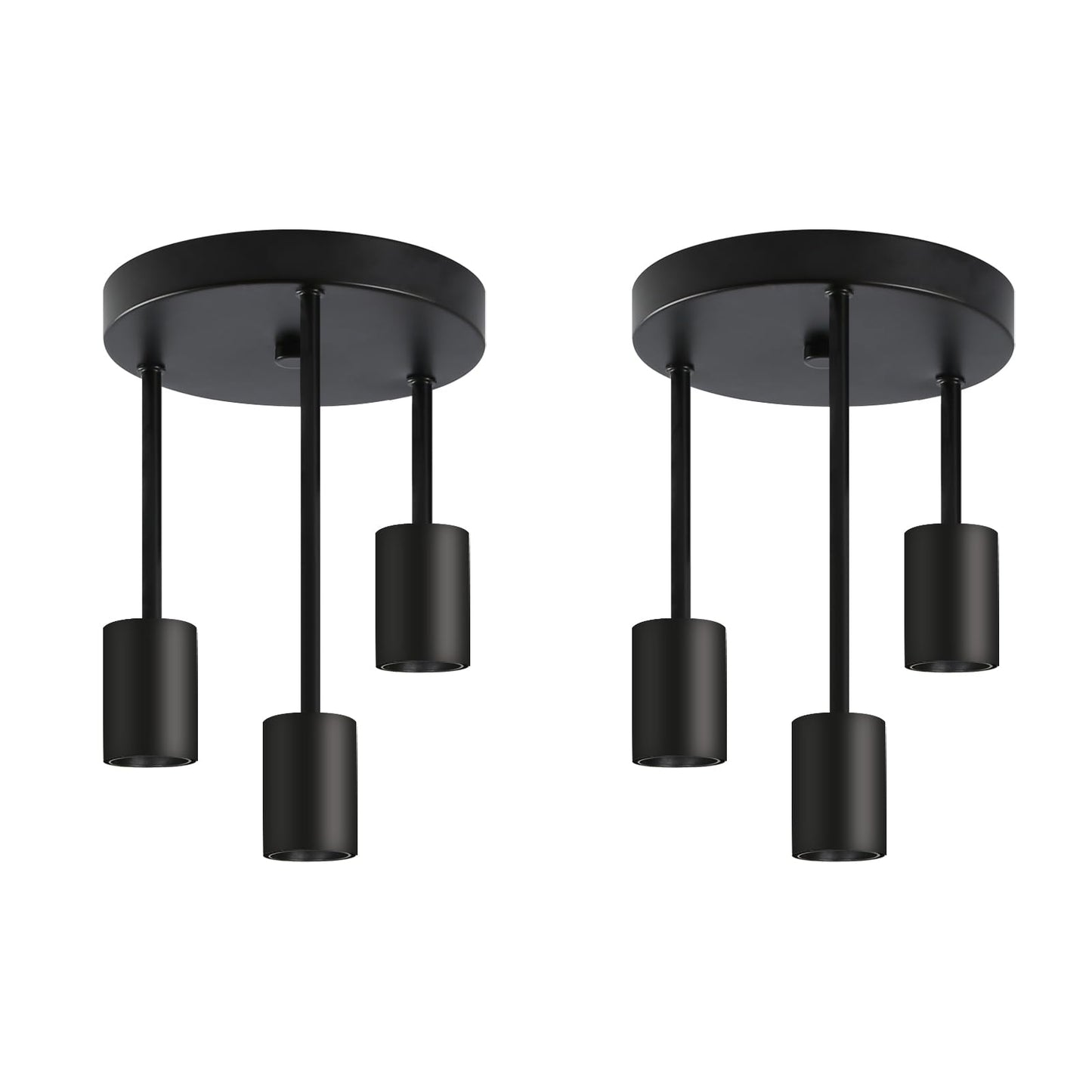 ZMH 2er Deckenleuchte Vintage Deckenlampe Schwarz - H?ngend 3 Flammig Deckenstrahler E27 mit 3 Spots Kronleuchter Industrial Deckenspots f¨¹r Esszimmer K¨¹che Flur Wohnzimmer Bar ohne Leuchtmittel