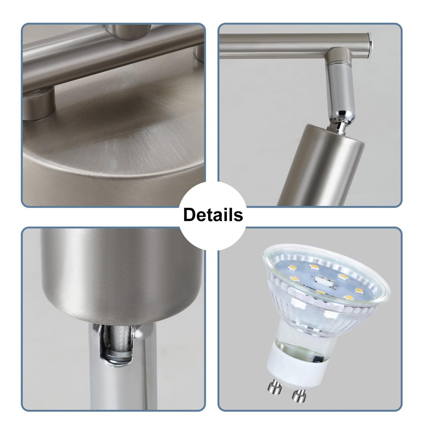 ZMH LED Deckenstrahler 3 Flammig Schwenkbar - Flur Deckenlampe Modern Deckenleuchte GU10 Deckenspot 350¡ãDrehbar Strahler Lampe Edelstahl Decke Wohnzimmer Schlafzimmer Ohne Leuchtmittel