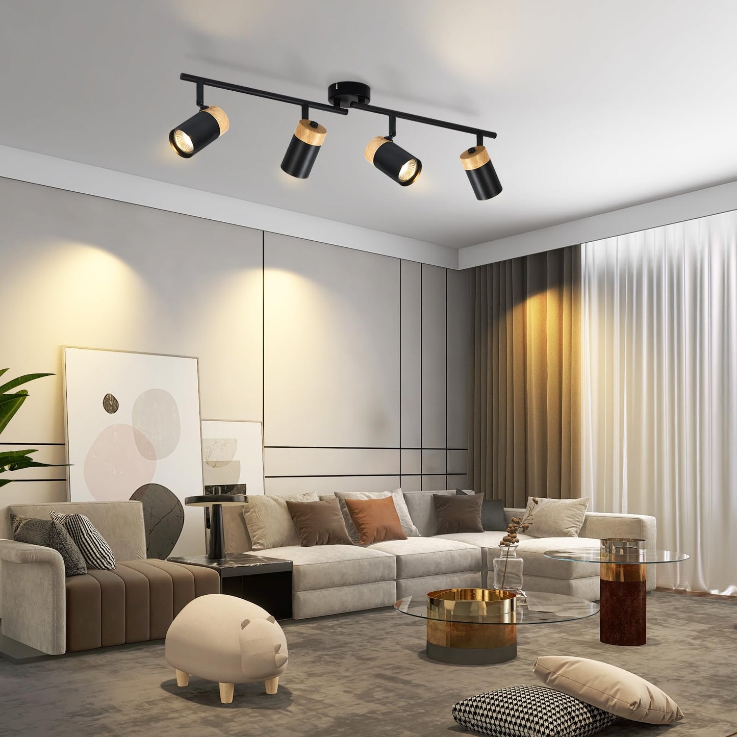 ZMH chte- Deckenlampe 4 Flammig GU10 LED Schwenkbar 330¡ã Spotleuchte f¨¹r Wohnzimmer Schlafzimmer K¨¹che kinderzimmer Ohne Leuchtmittel