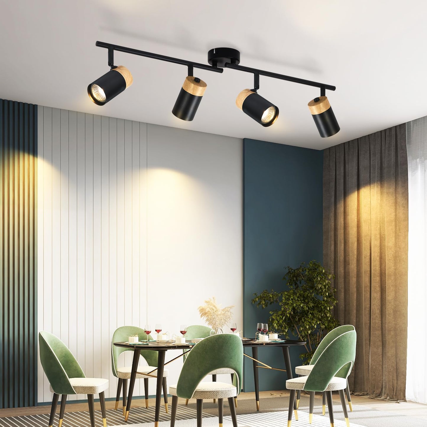 ZMH chte- Deckenlampe 4 Flammig GU10 LED Schwenkbar 330¡ã Spotleuchte f¨¹r Wohnzimmer Schlafzimmer K¨¹che kinderzimmer Ohne Leuchtmittel