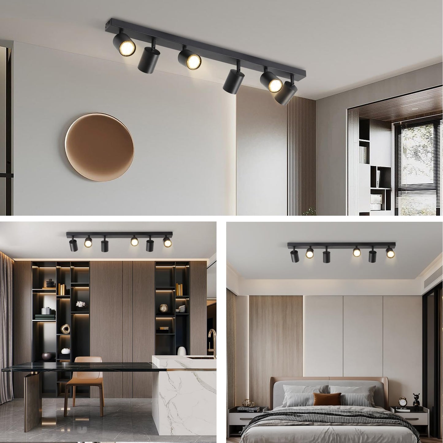 ZMH LED Deckenleuchte Schwarz Deckenstrahler: GU10 Deckenlampe Spots 6 Flammig 330¡ãSchwenkbar Deckenspots Modern Flurlampe Industrial Wandstrahler f¨¹r Wohnzimmer Schlafzimmer K¨¹che Ohne Leuchtmittel