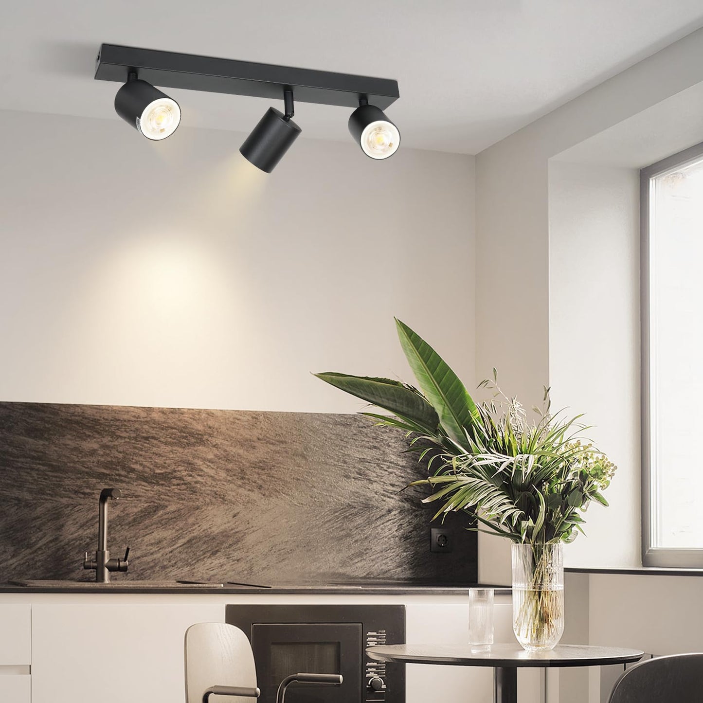 ZMH Deckenleuchte 3 Flammig Deckenlampe Schwarz - Deckenstrahler GU10 Modern Deckenspot K¨¹chelampe Schwenkbar 350¡ã MAX.25W lampe f¨¹r Wohnzimmer Schlafzimmer K¨¹che Flur (ohne Leuchtmittel)