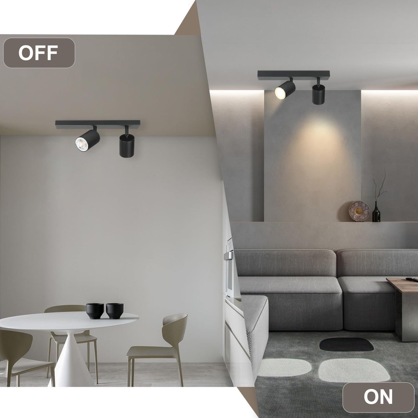ZMH Deckenlampe 2 Flammig Deckenstrahler Schwarz - Flur Deckenleuchte GU10 Modern Deckenspot Schwenkbar 350¡ã MAX.25W Wandstrahler lampe f¨¹r Wohnzimmer Schlafzimmer K¨¹che (ohne Leuchtmittel)