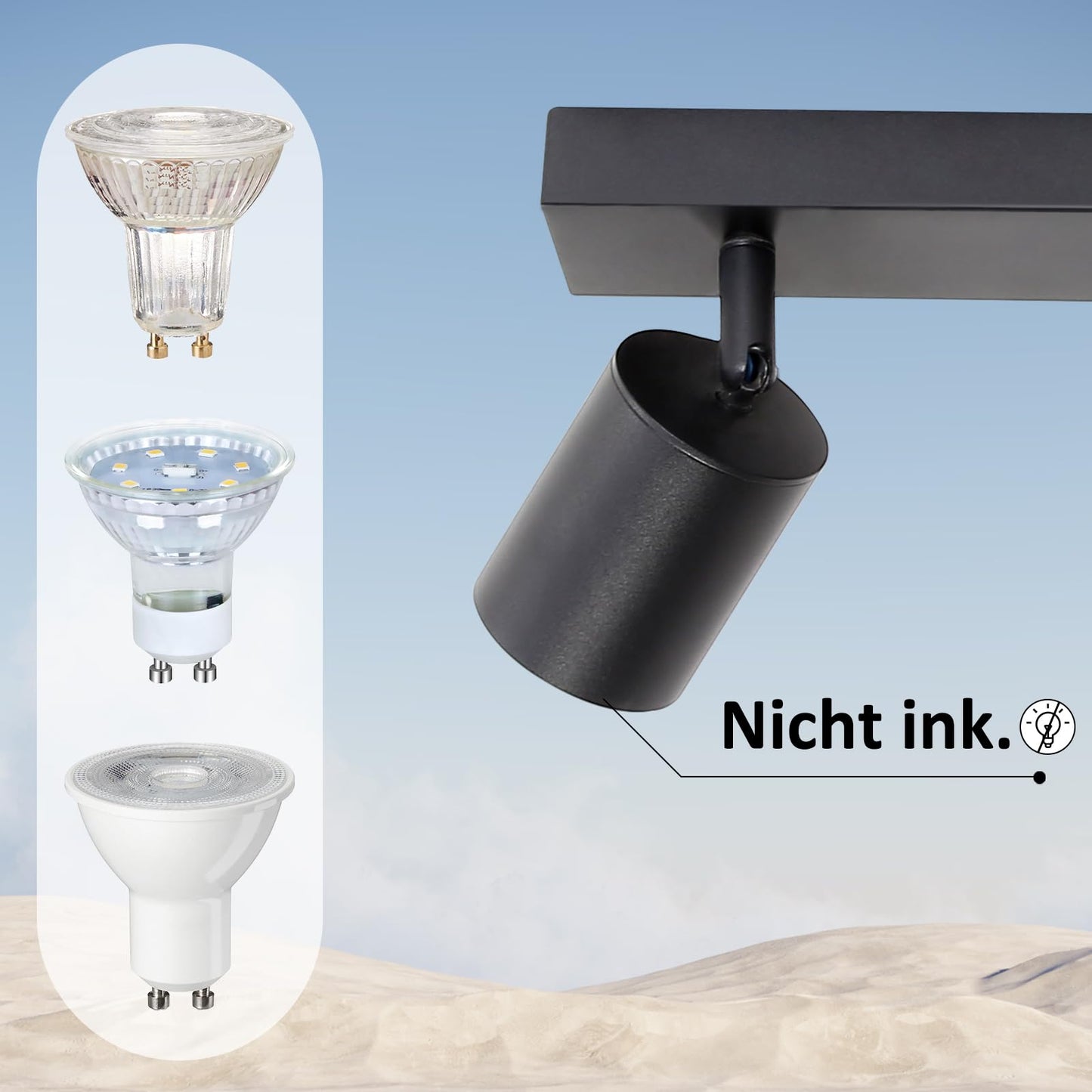 ZMH LED Deckenleuchte Schwarz Deckenstrahler: GU10 Deckenlampe Spots 6 Flammig 330¡ãSchwenkbar Deckenspots Modern Flurlampe Industrial Wandstrahler f¨¹r Wohnzimmer Schlafzimmer K¨¹che Ohne Leuchtmittel