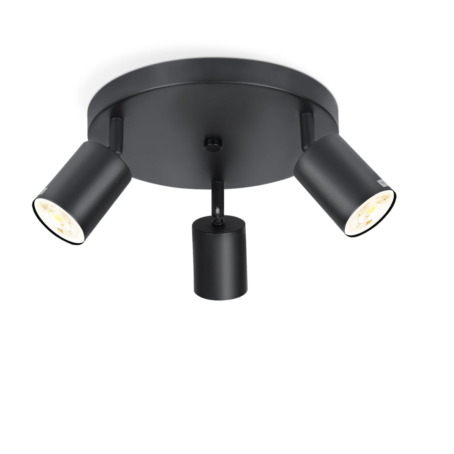 ZMH LED Deckenleuchte Schwarz Deckenstrahler - Deckenlampe 3 Flammig Rund Deckenspots GU10 Strahler Metall K¨¹chenlampe Schwenkbar 350¡ã Spotleuchte f¨¹r Wohnzimmer Schlafzimmer K¨¹che Flur - Ohne Birne
