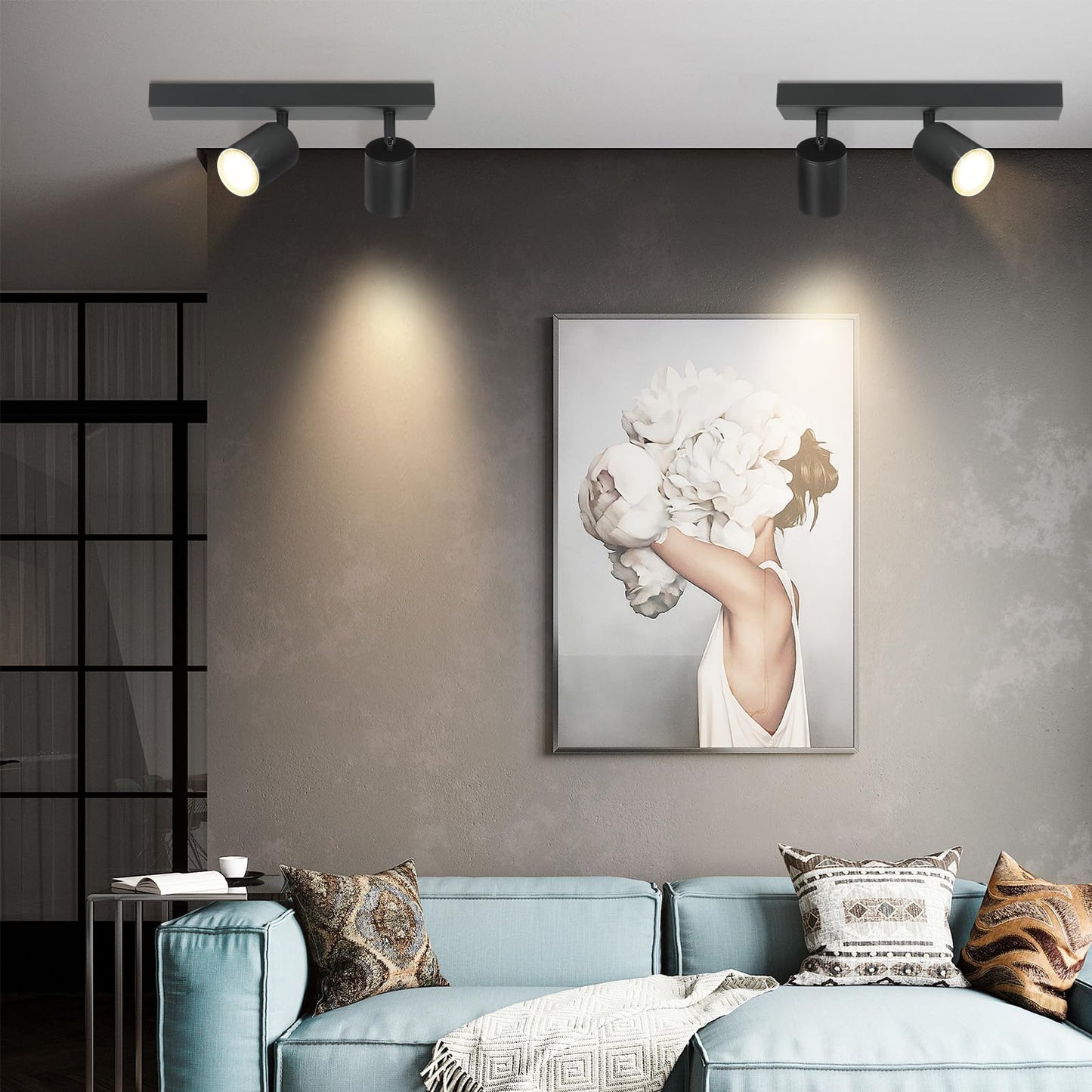 ZMH Deckenlampe 2 Flammig Deckenstrahler Schwarz - Flur Deckenleuchte GU10 Modern Deckenspot Schwenkbar 350¡ã MAX.25W Wandstrahler lampe f¨¹r Wohnzimmer Schlafzimmer K¨¹che (ohne Leuchtmittel)