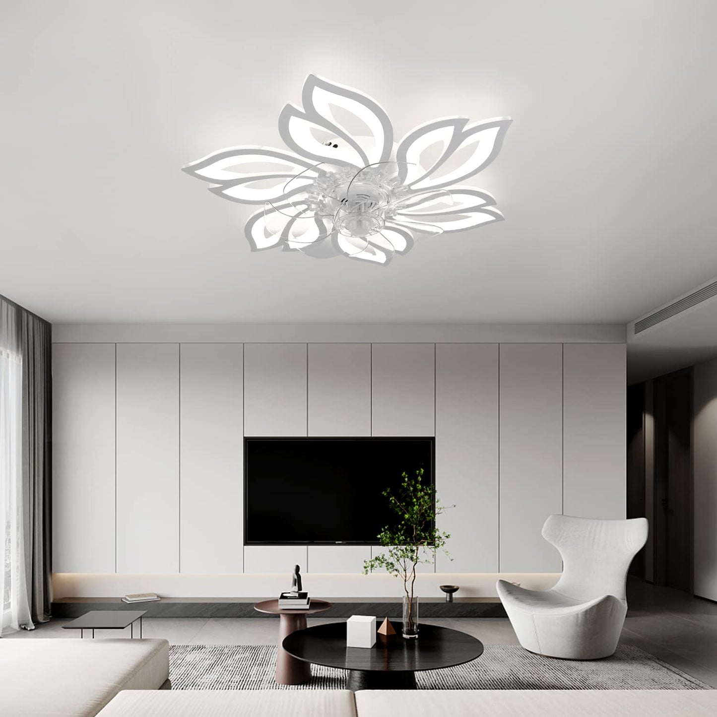 ZMH Deckenventilator Mit Beleuchtung und Fernbedienung Leise - LED Deckenlampe Dimmbar Ventilator Timing Deckenleuchte Kreativer 6 Lichter Design Wohnzimmer Fan Sommer-/Winter f¨¹r Schlafzimmer