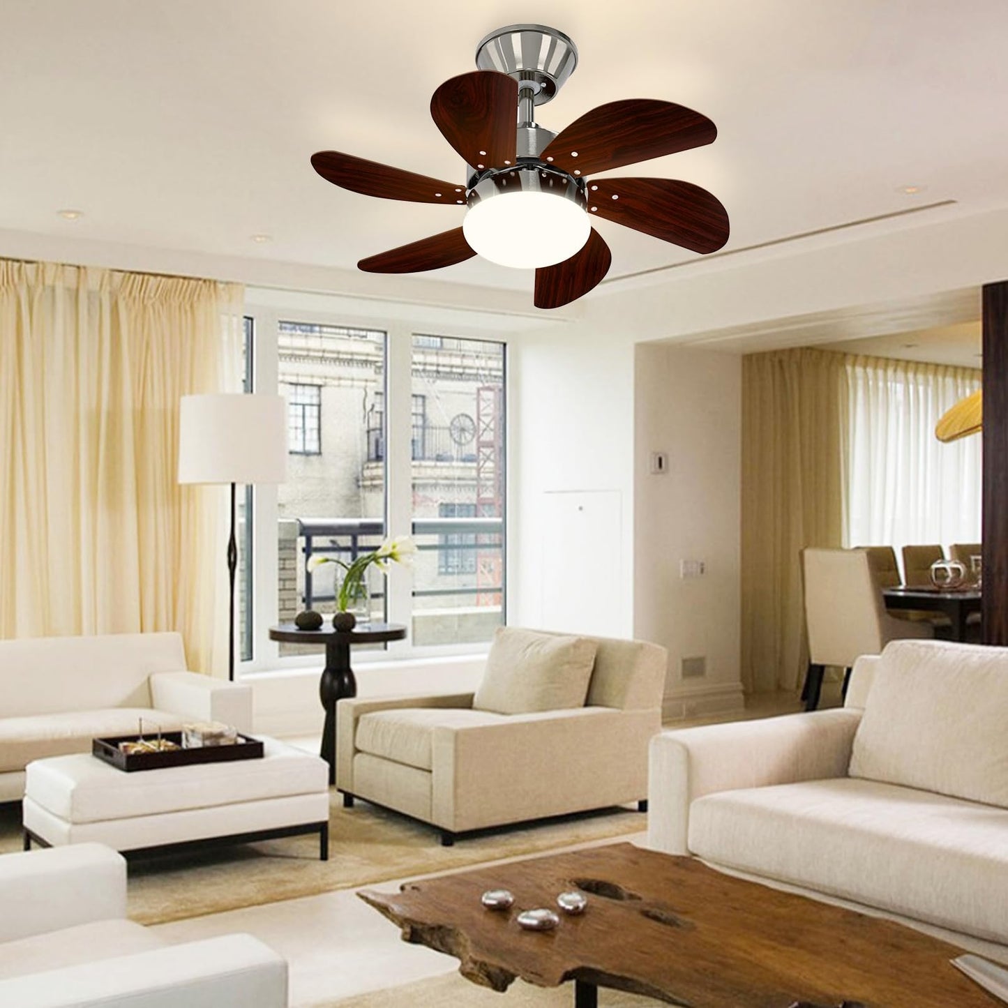 ZMH Deckenventilator Mit Beleuchtung und Fernbedienung Leise - Deckenlampe Wohnzimmer 6 Fl¨¹geln ?75 cm Ventilator Timing Deckenleuchte Fan Sommer-/Winter f¨¹r Schlafzimmer Esszimmer/Chrom
